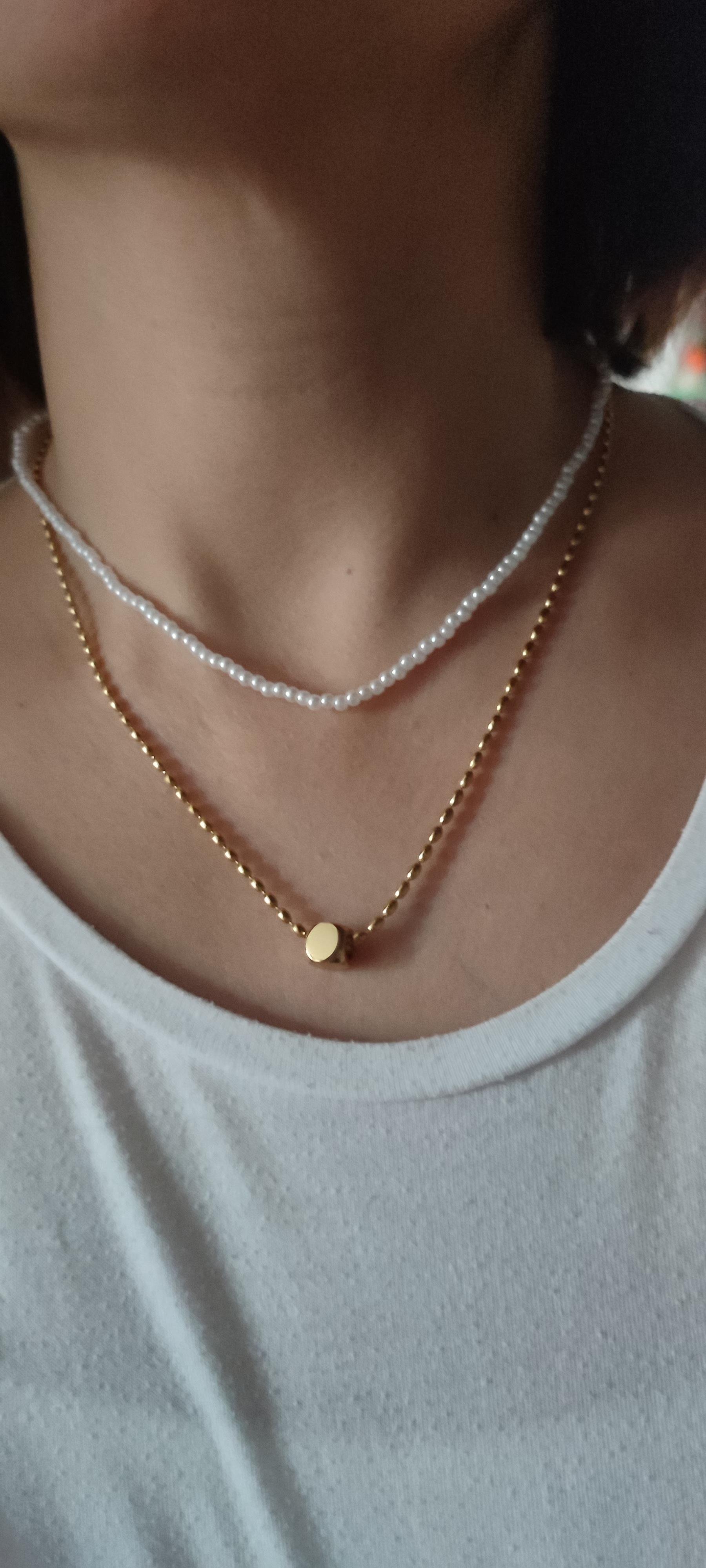 ÇELİK GOLD VE İNCİLİ İKİLİ KOLYE