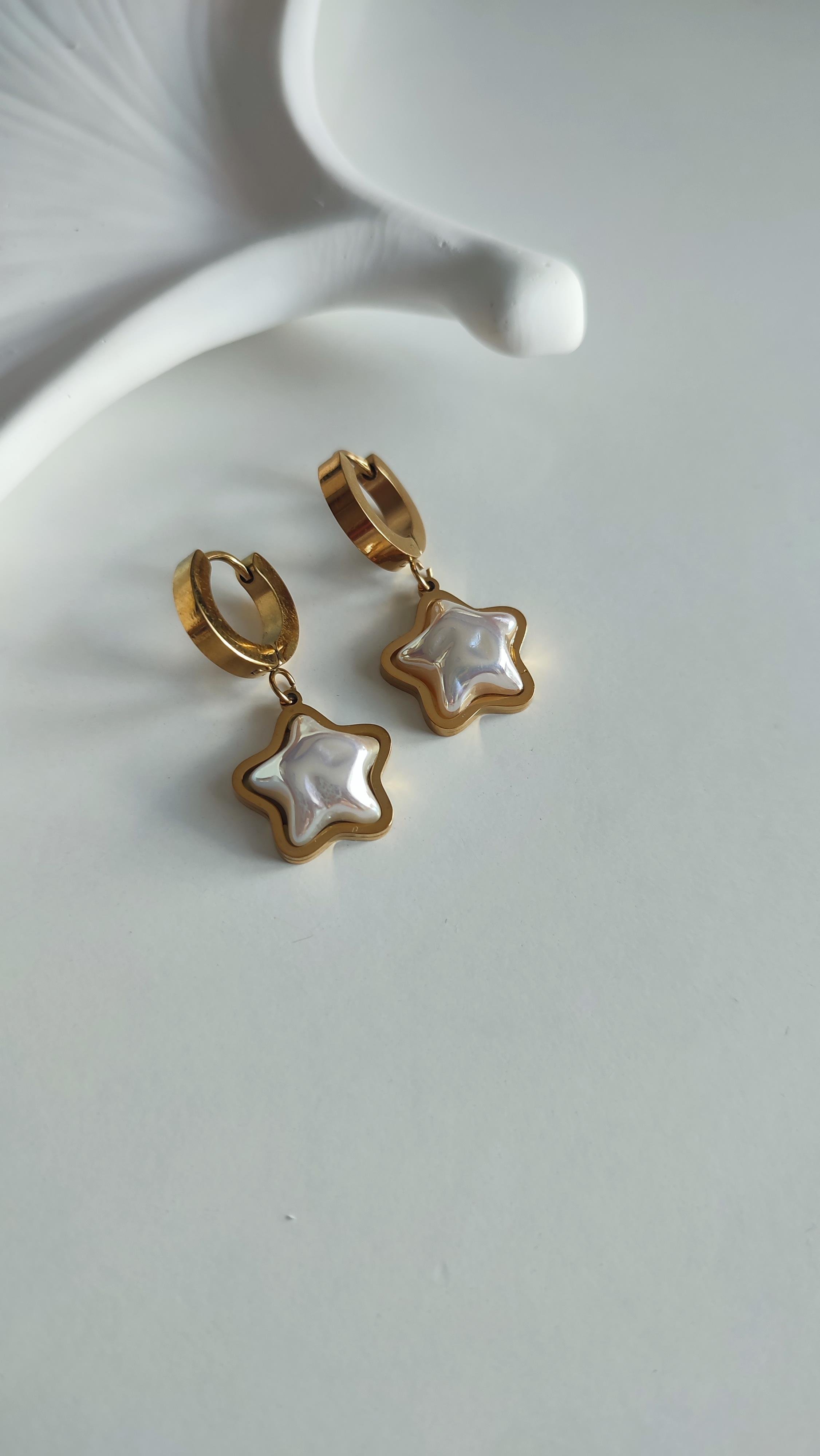 Çelik Gold Yıldız Küpe 