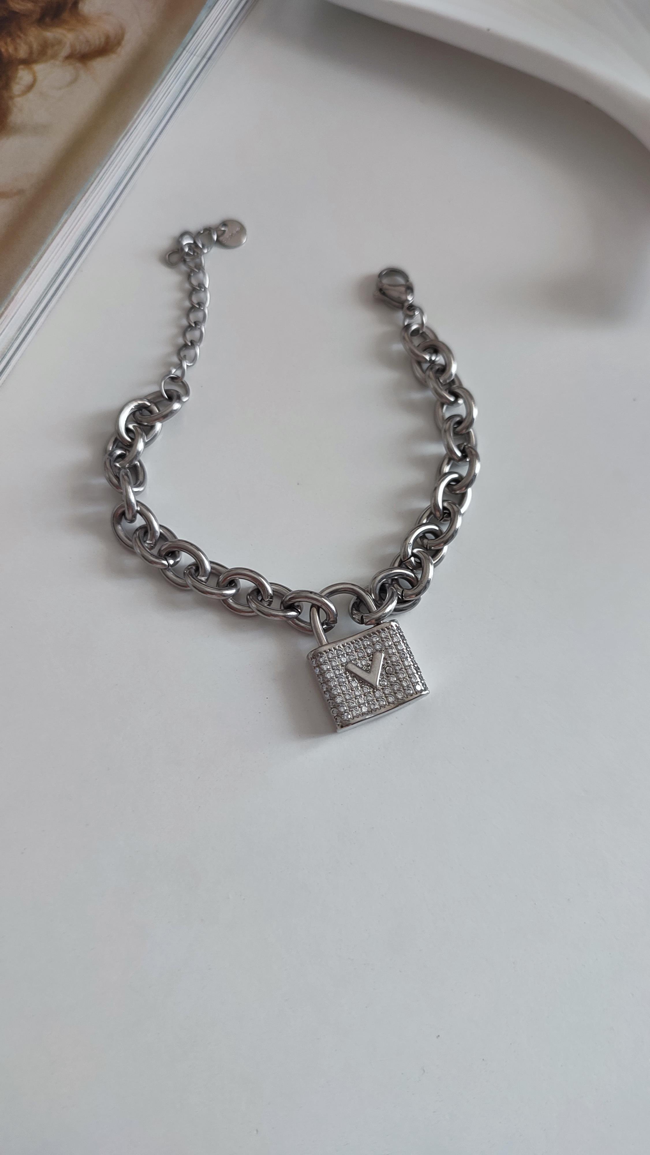 ÇELİK SİLVER KİLİT BİLEKLİK (21 CM)