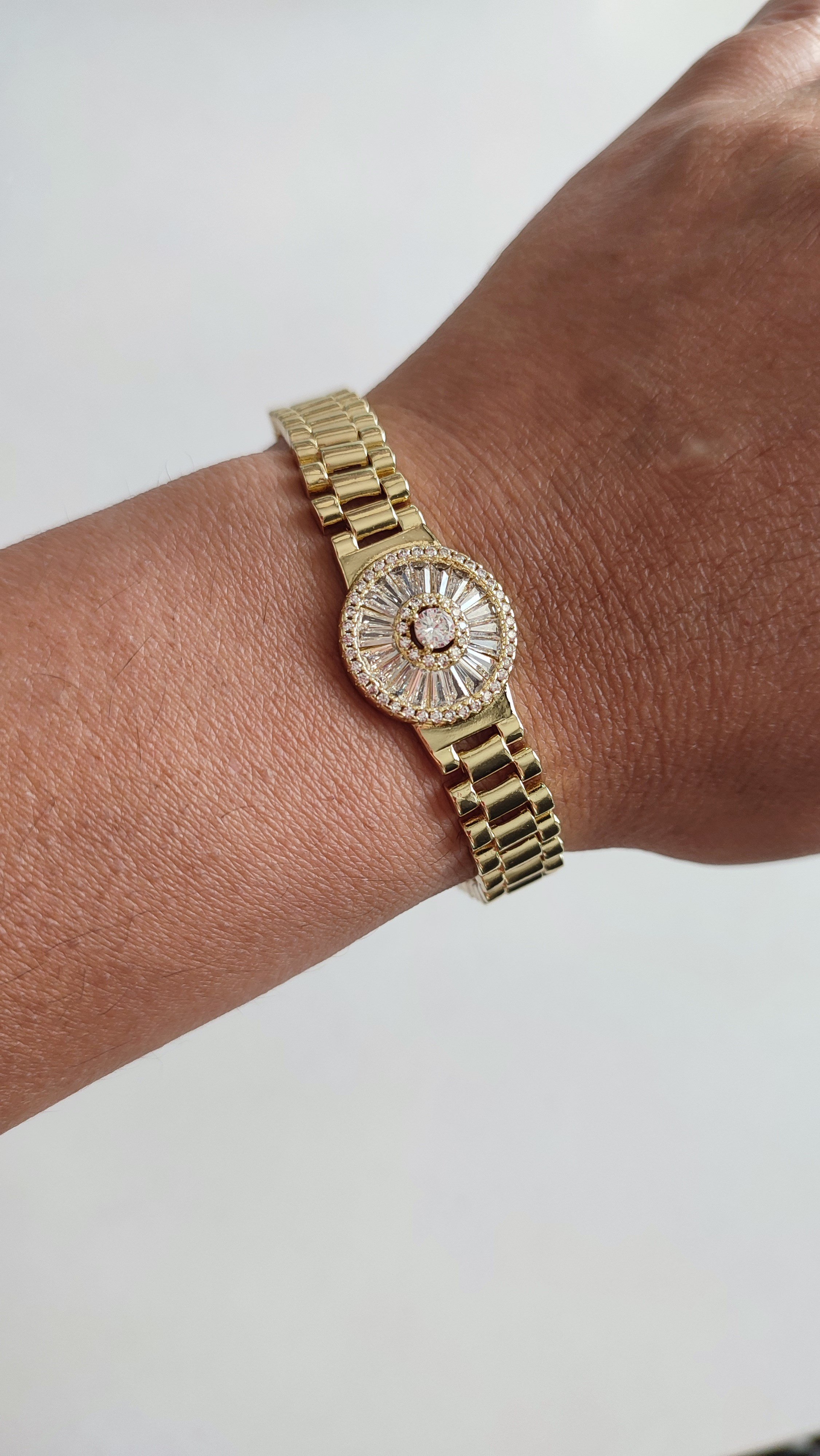 CM 14 K SAAT KORDONU TAŞLI BİLEKLİK (19 CM)