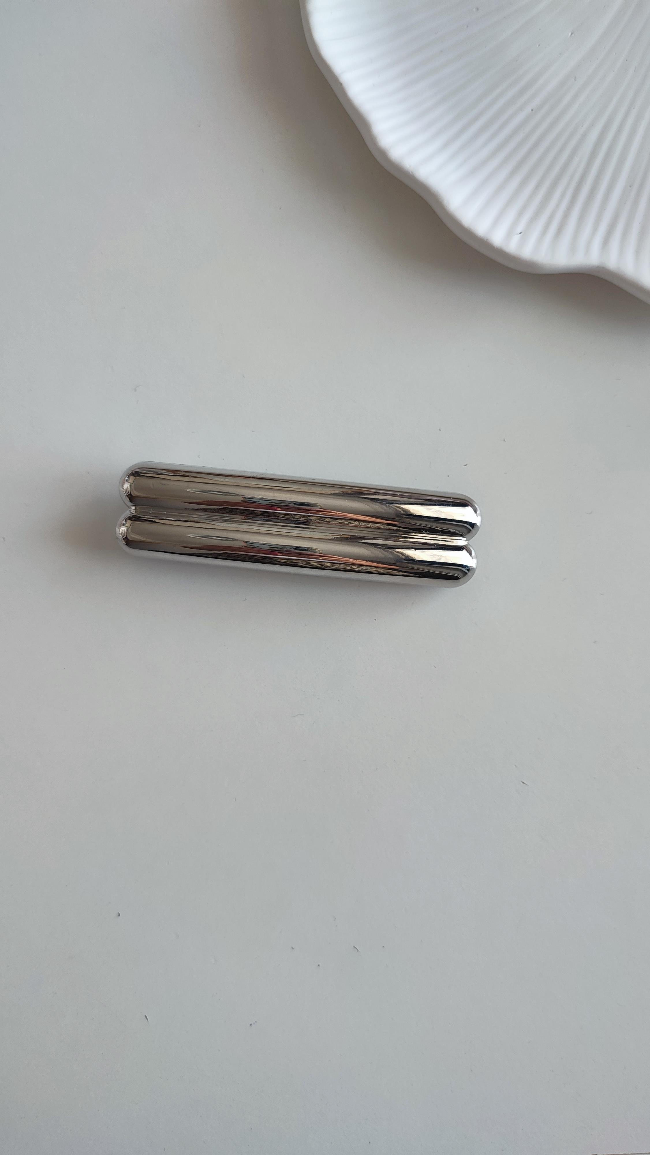 Silver Çift Bombe Metal Otomatik Toka 