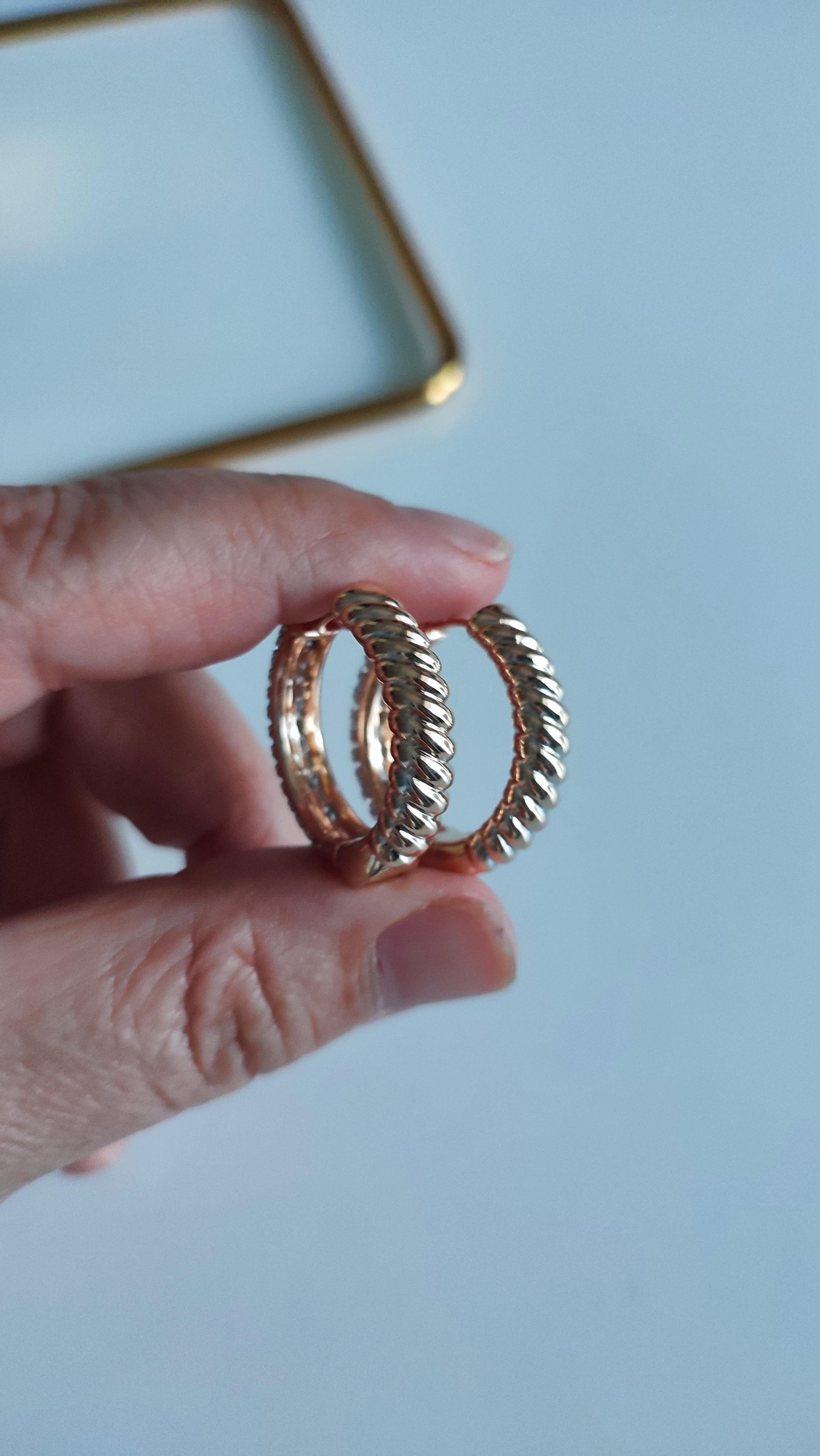 XP ROSE GOLD TAŞLI HALKA KÜPE 