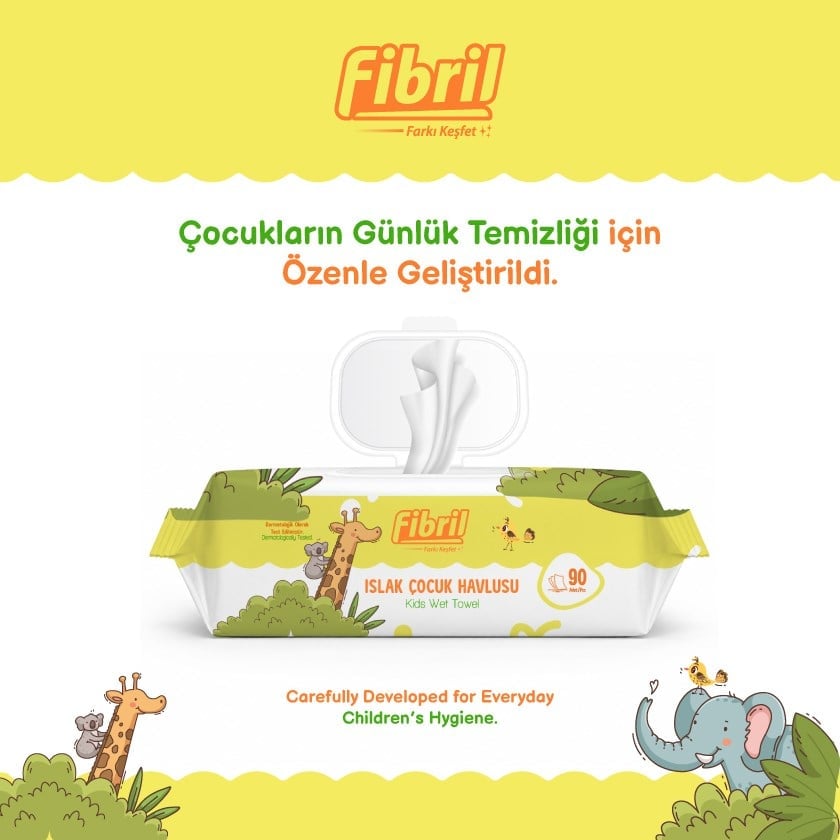 Fibril Tapşini Serisi Islak Çocuk Havlusu 3 Paket 270 Yaprak