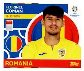 Topps Euro 2024 Futbol Çıkartmaları Florinel Coman (Romania) - ROM 20
