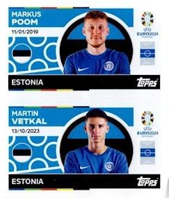 Topps Euro 2024 Futbol Çıkartmaları Markus Poom (Estonia) & Martin Vetkal (Estonia)  - EST 14 & EST 15
