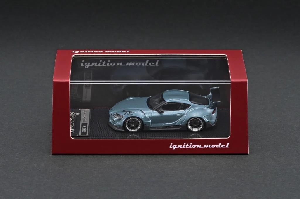 1/64 Pandem Toyota Supra A90 Matte Blue Gray Metallic Diecast Scale Model Car