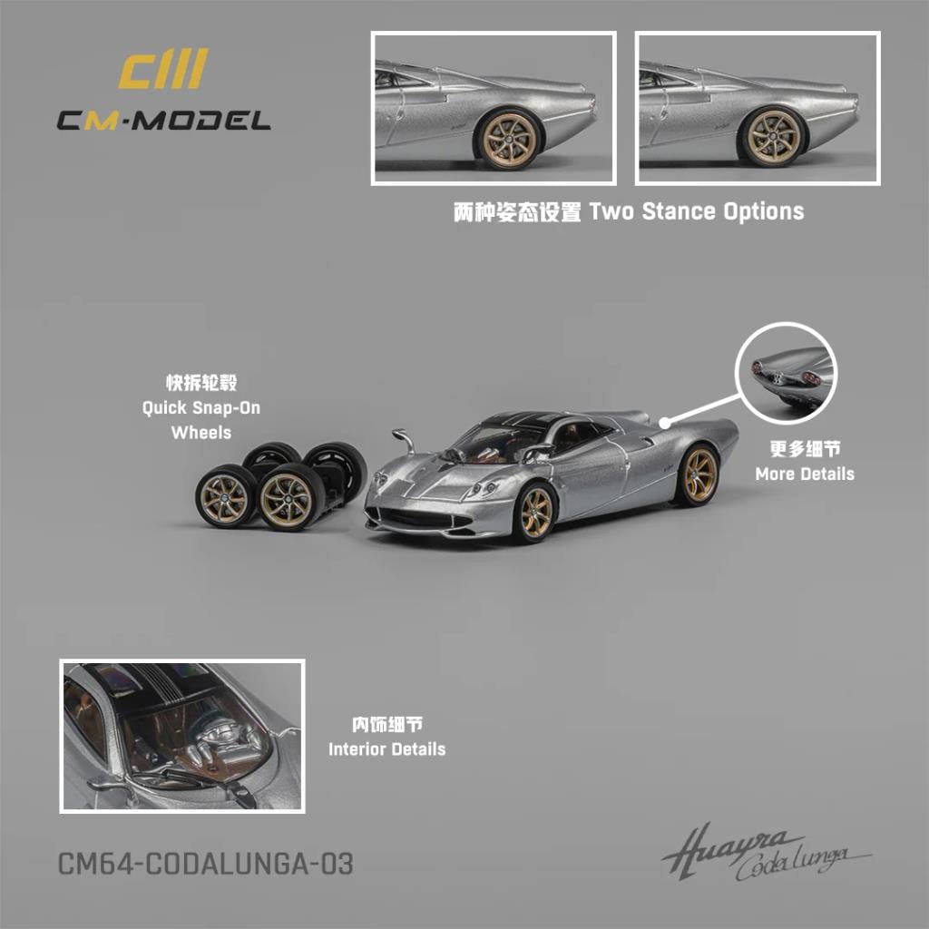 CM Model 1:64 Pagani Huayra Codalunga - Metallic Silver