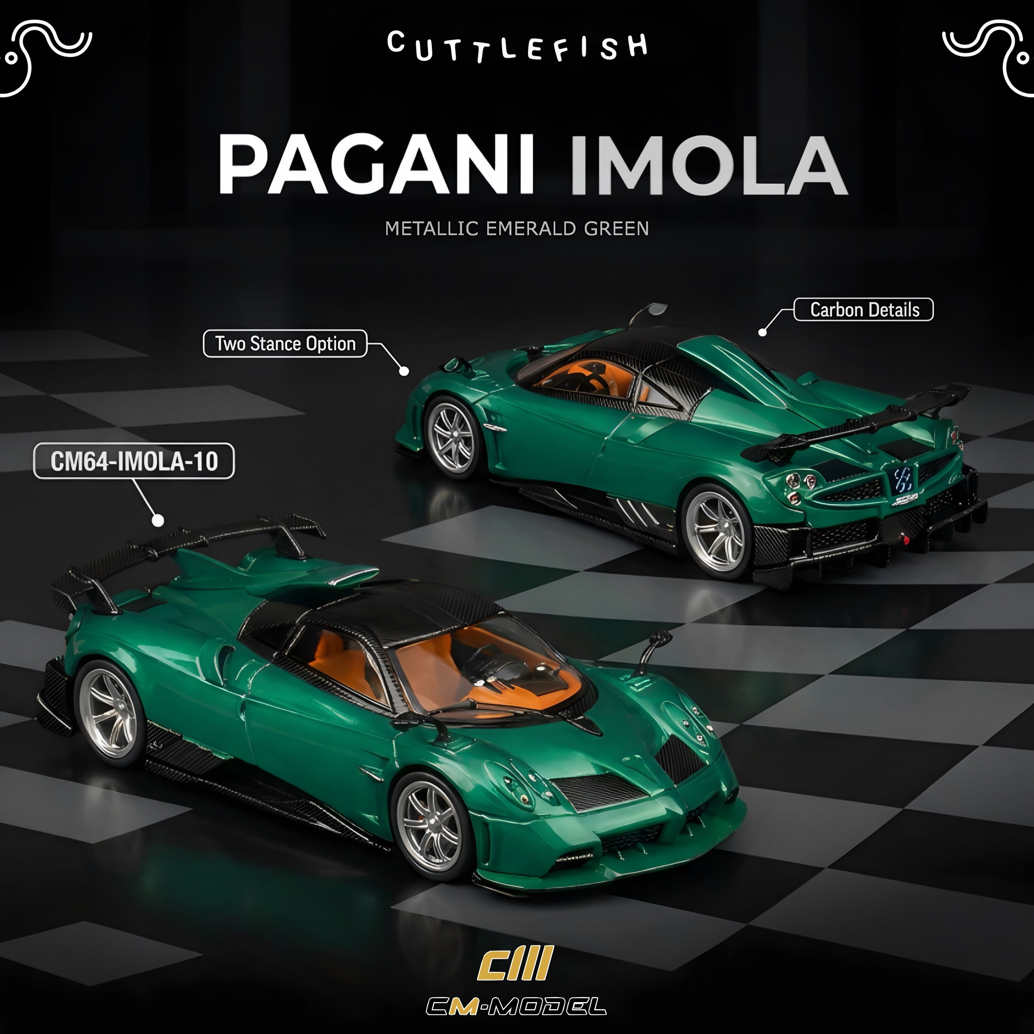 CM Model 1:64 Pagani Imola Metallic Emerald Green 