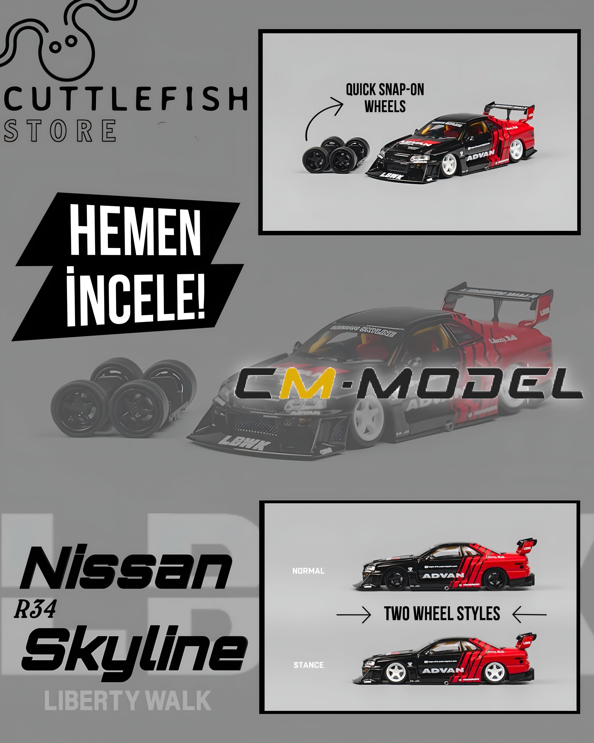 CM Model Nissan Skyline ER34 LB-Super Silhouette Works GT (r34) Advan