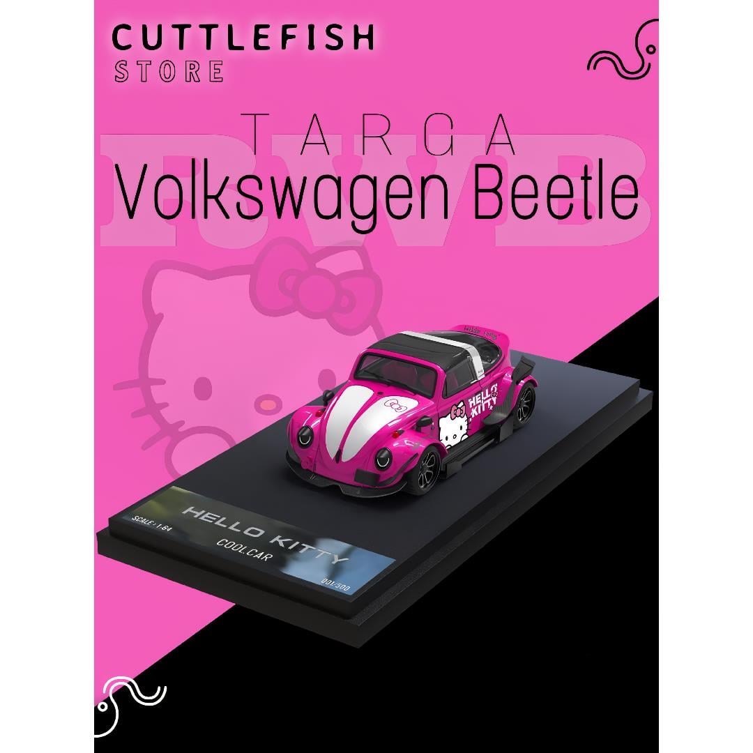 Cool Car 1:64 Volkswagen Beetle- Hello Kitty (Dark Pink)