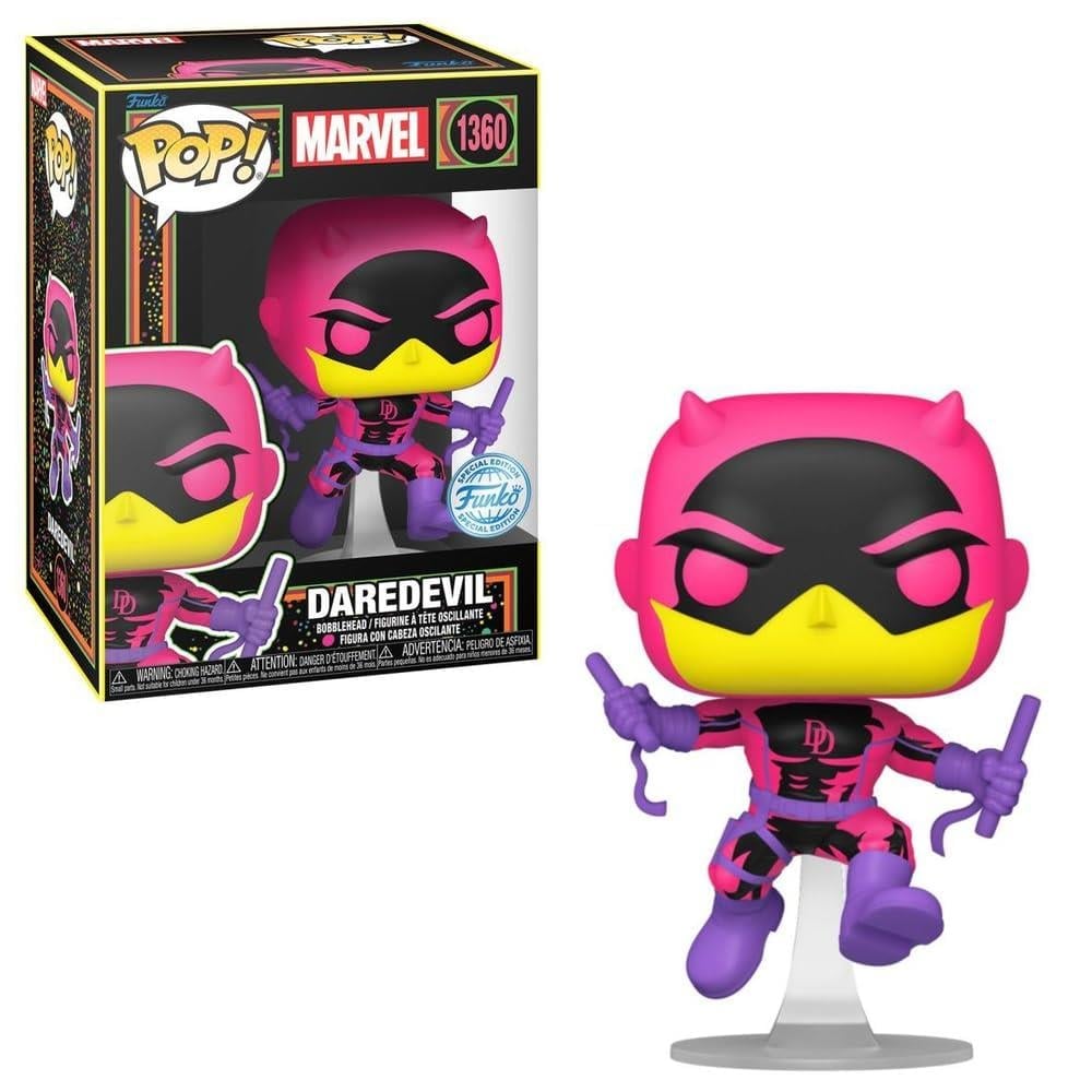 Funko POP! MARVEL// Daredevil (Classic) (Black Light) No: 1360 -Special Edition Bobble-head