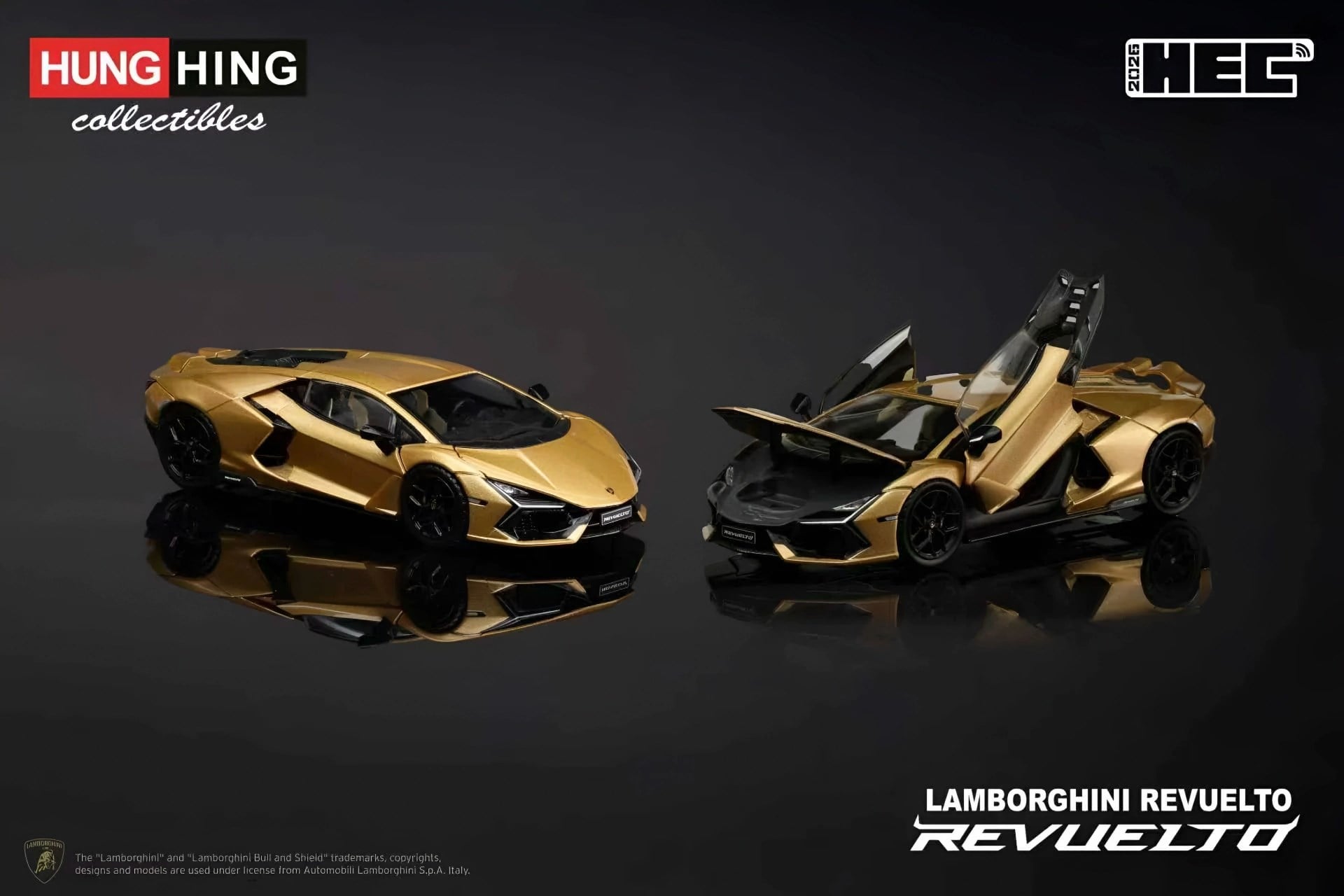 Hung Hing 1:64 Lamborghini Revuelto LB744 V12 PHEV Gold HEC 2026 Limited Edition
