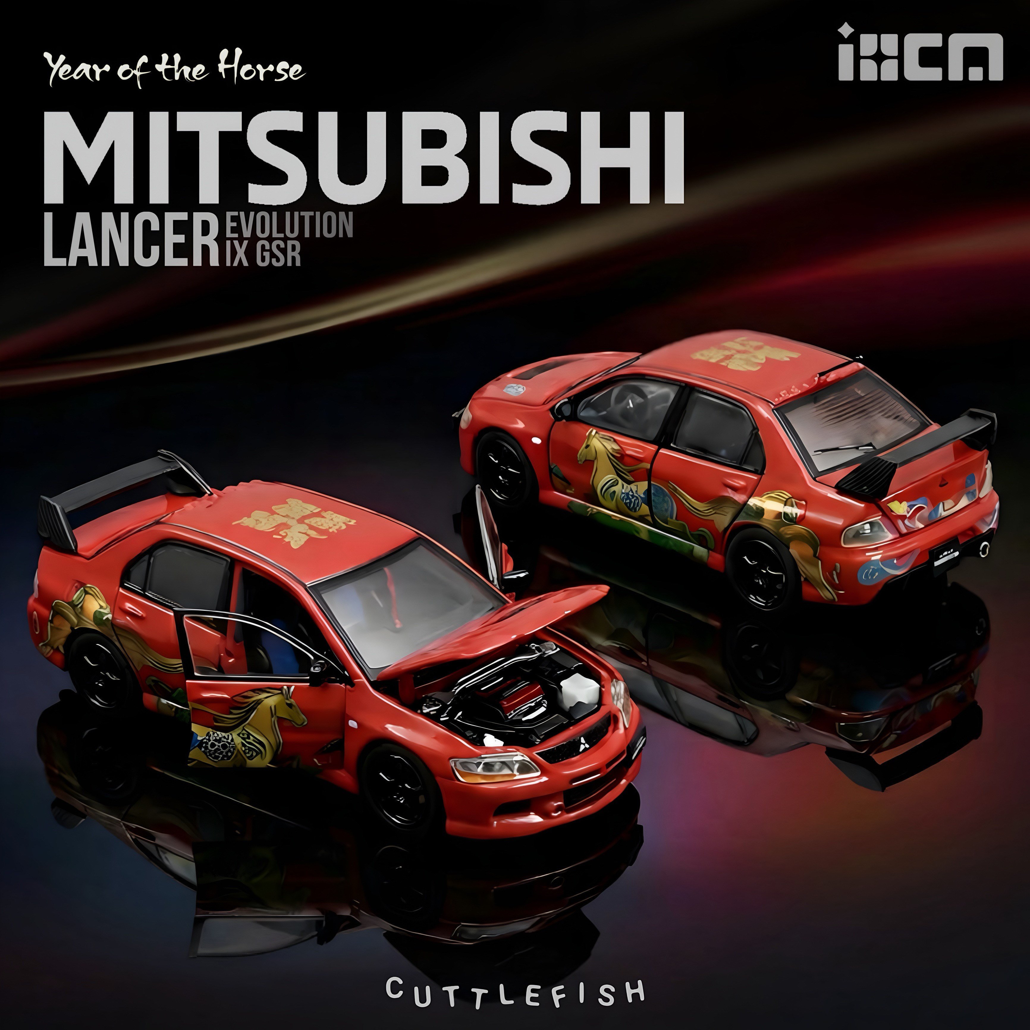 IHCM 1:64 MITSUBISHI LANCER EVOLUTION IX GSR Limited edition for the Year of the Horse