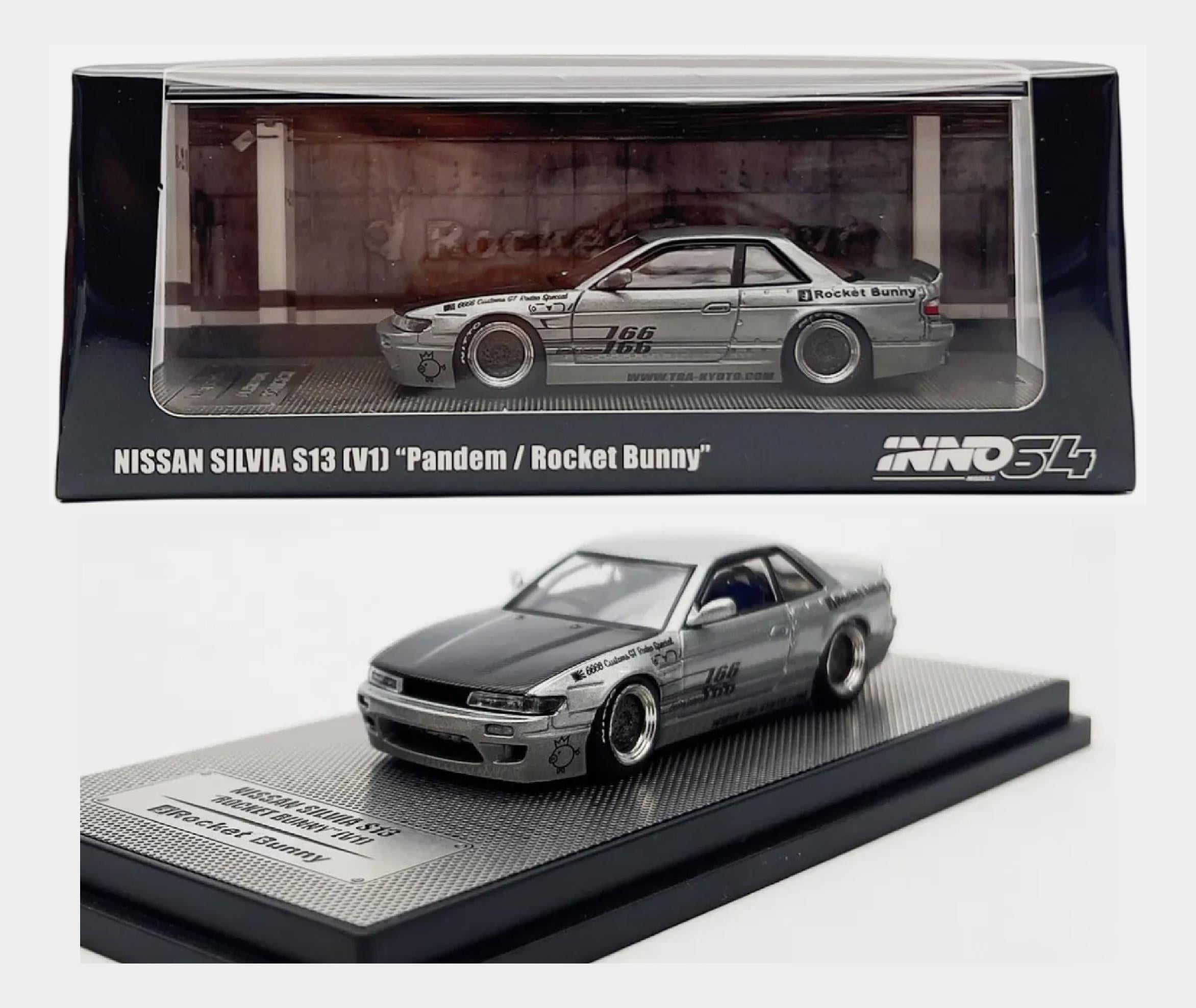 INNO64 Nissan Silvia S13 V1 Pandem Rocket Bunny Silver
