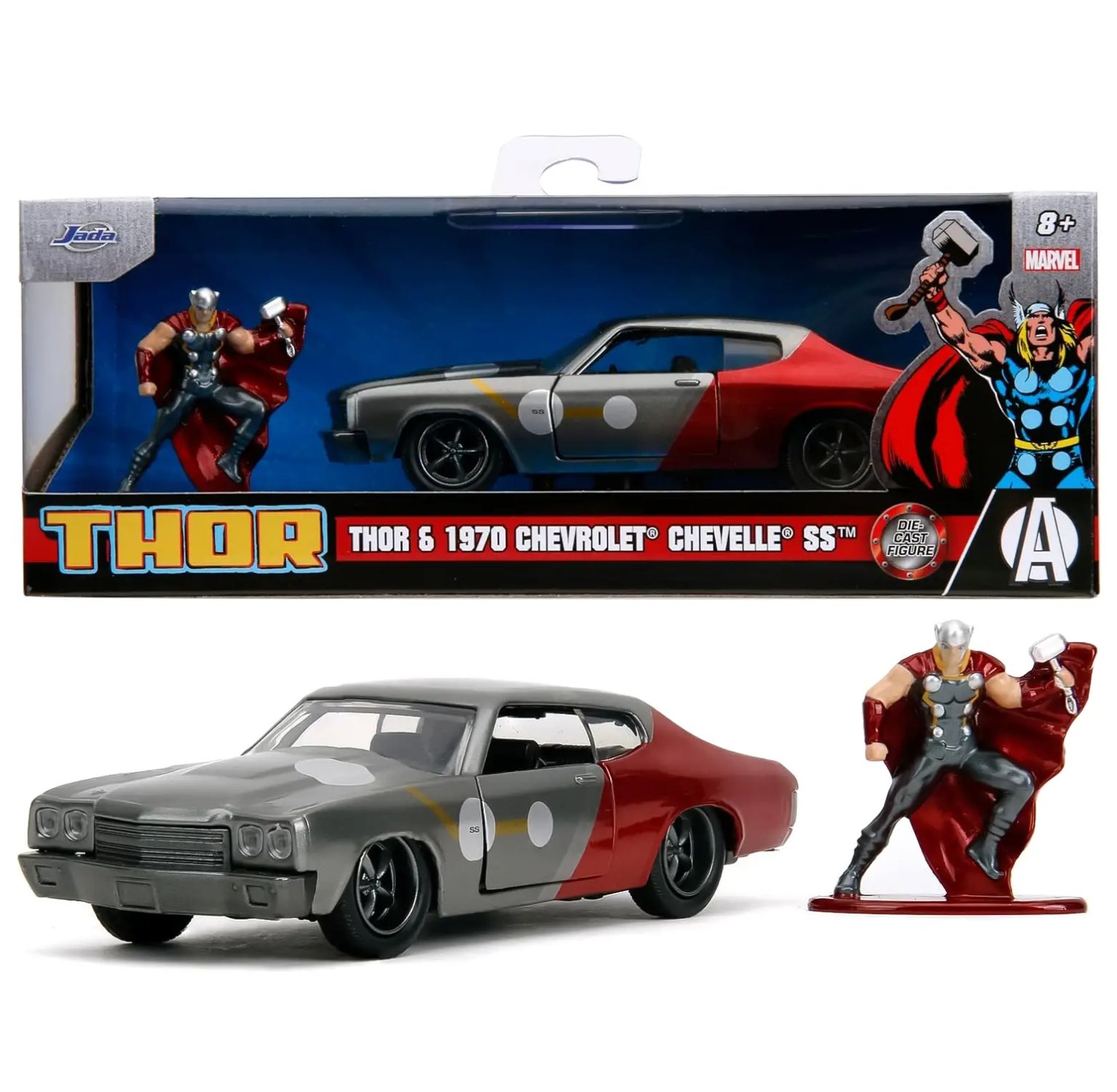 Jada Marvel Avengers 1:32 Thor & 1970 Chevrolet Chevelle SS Die-Cast Model Araba