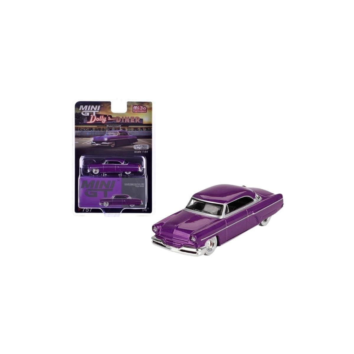 Mijo Exclusive 1/64 Lincoln Capri Hot Rod 1954 Purple Metallic Blister Packaging Diecast Scale Model Car