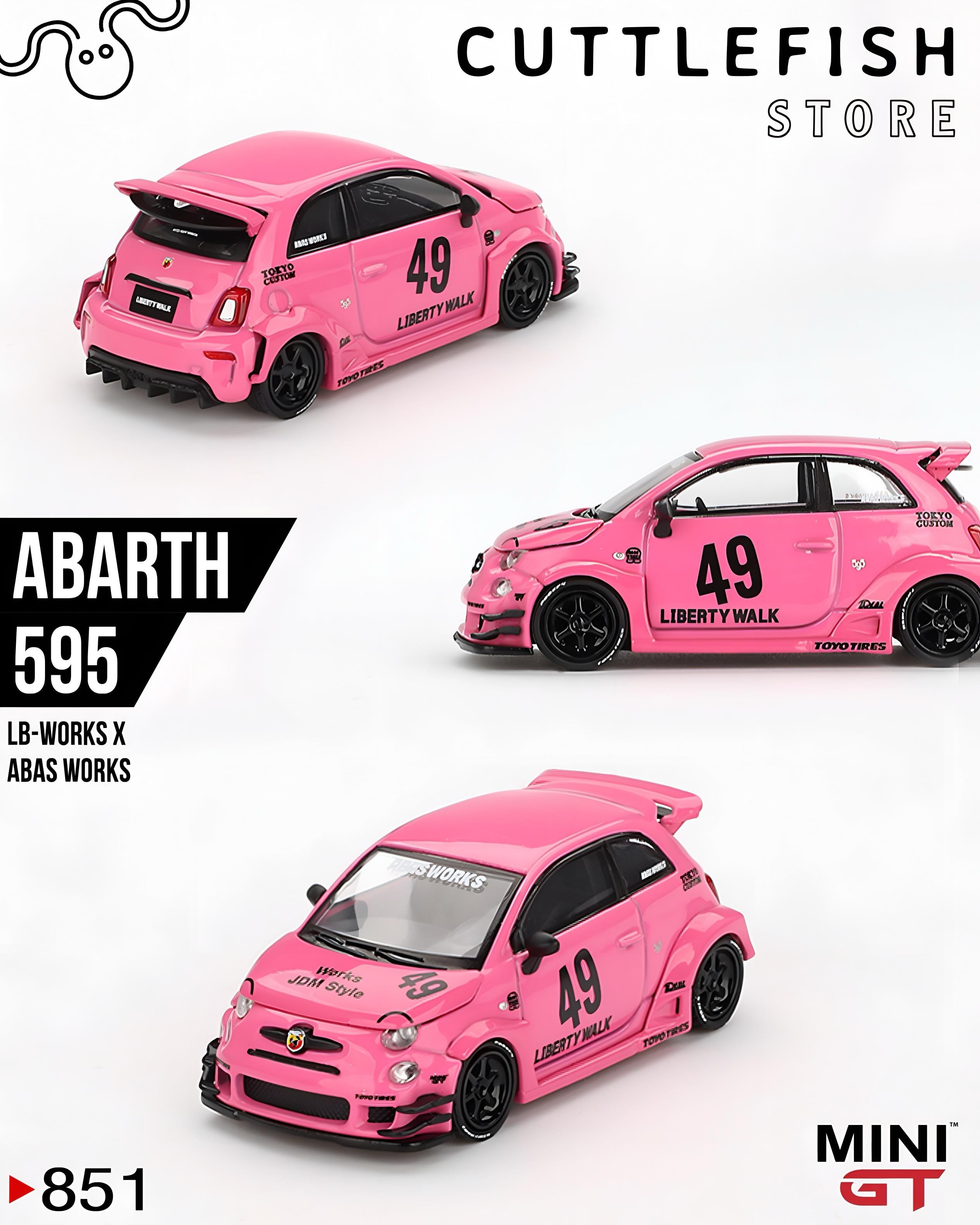 Mini GT 1/64 ABARTH 595 LB-WORKS x Abas Works Pink MGT00851