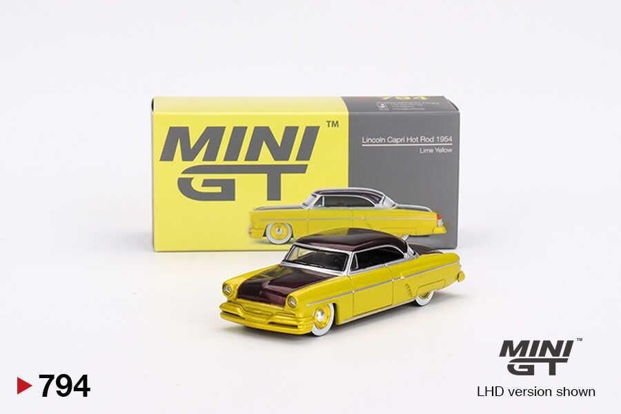 Mini GT 1/64 Lincoln Capri Hot Rod 1954 Lime Yellow MGT00794MGT00515