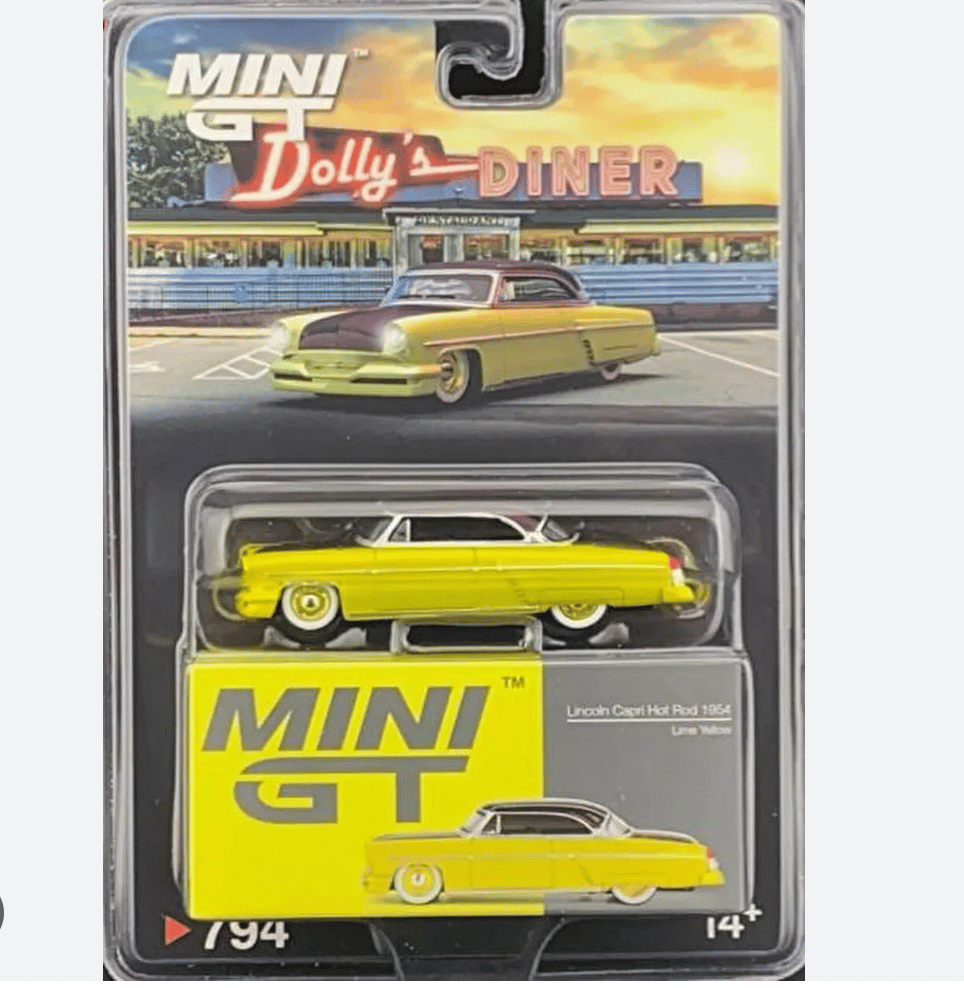 Mini GT 1/64 Lincoln Capri Hot Rod 1954 Lime Yellow - Blister Paket MGT00794-BL