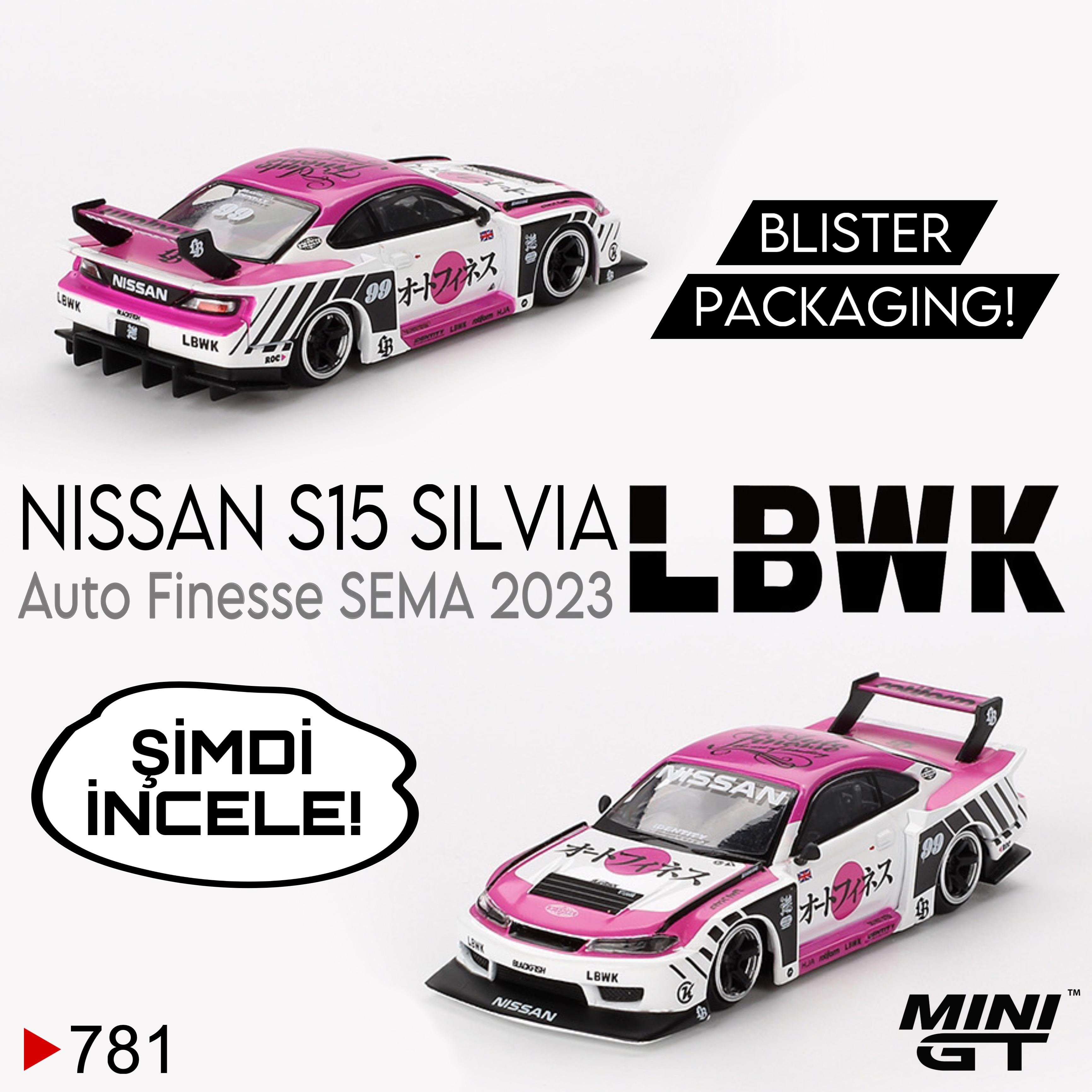 Mini GT 1/64 Nissan LB-Super Silhouette S15 SILVIA Auto Finesse SEMA 2023 - Blister Paket MGT00781-BL