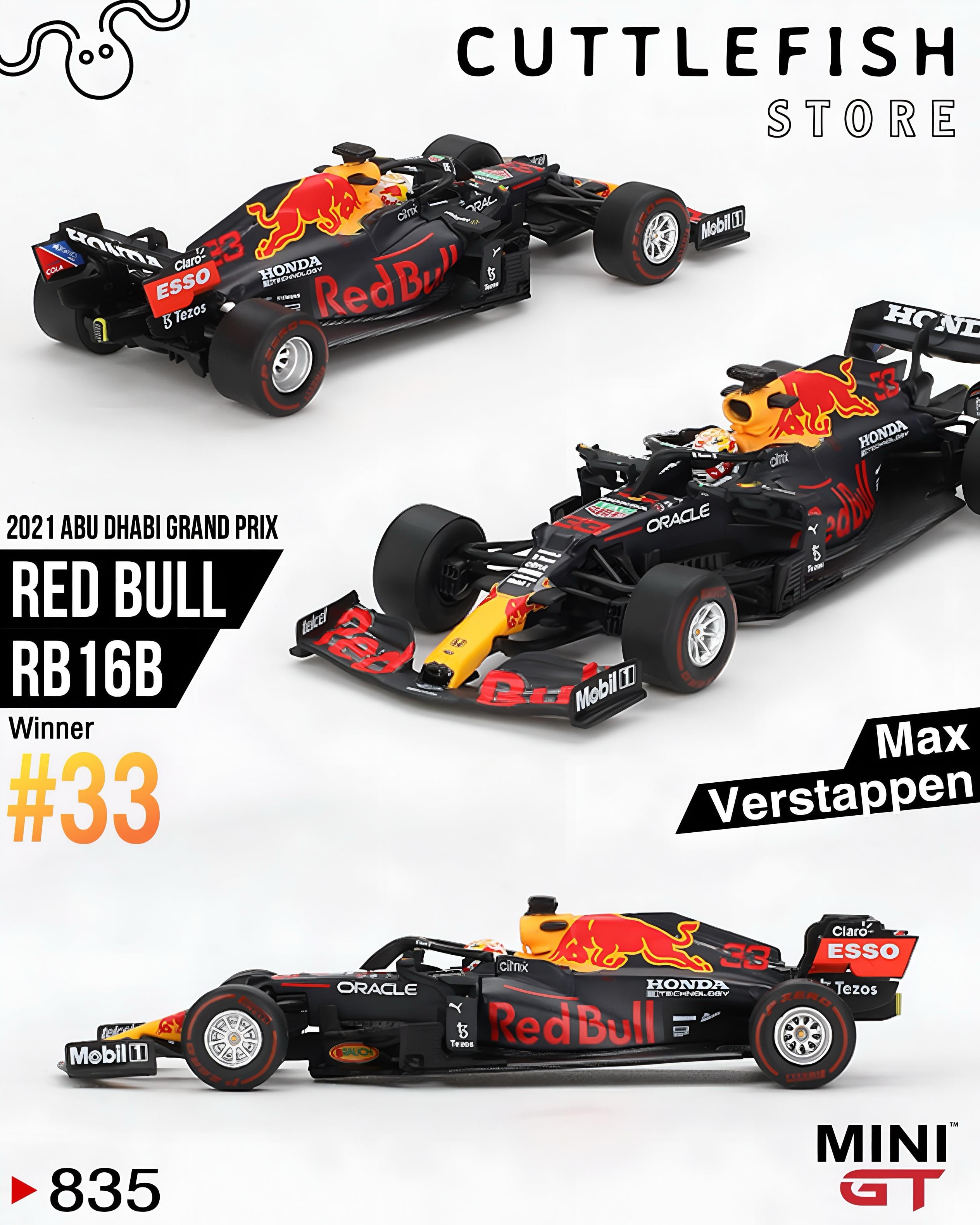 Mini GT 1/64 Red Bull RB16B #33 Max Verstappen 2021 Abu Dhabi Grand Prix Winner MGT00835