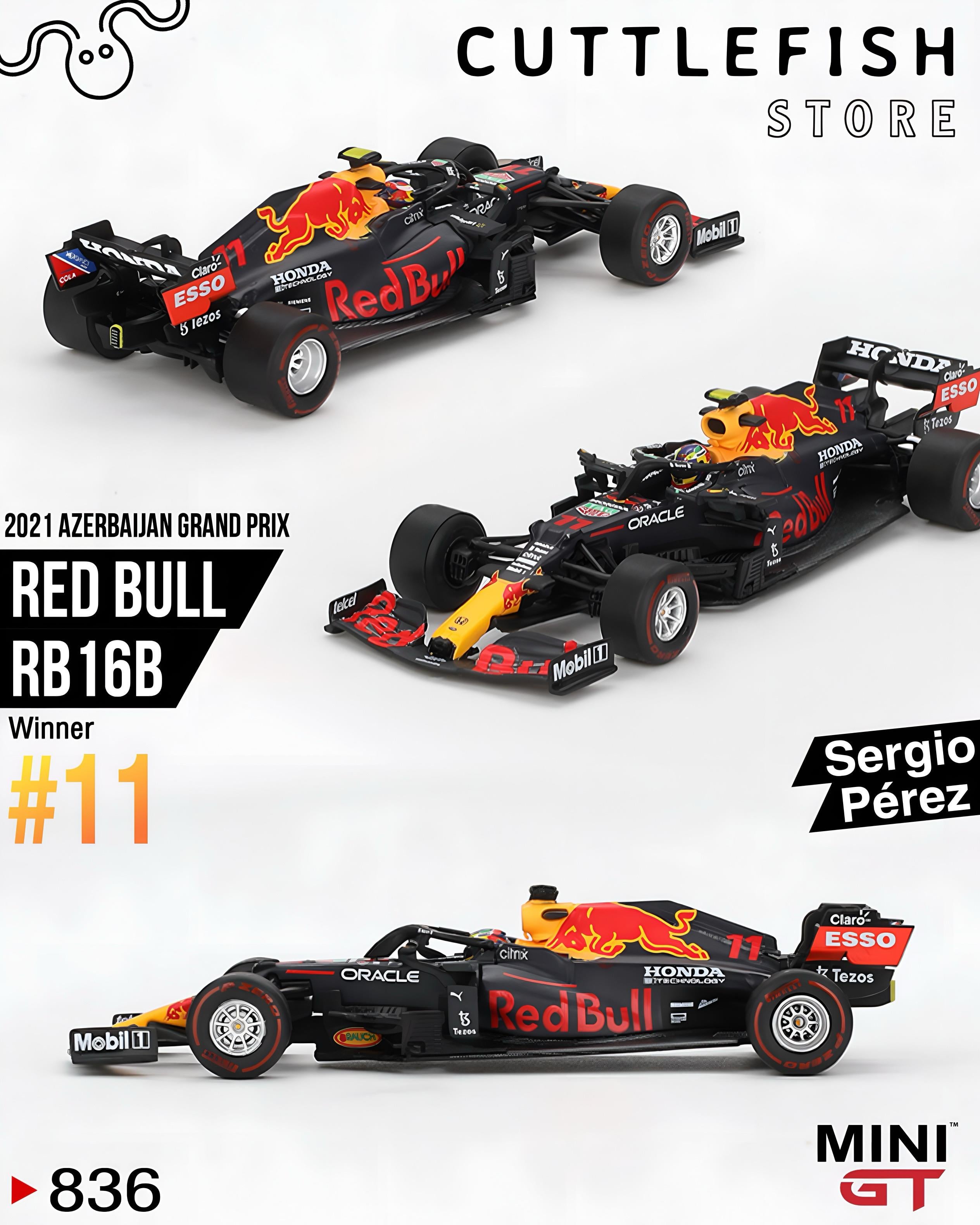 Mini GT 1/64 Red Bull RB16B Sergio Pérez 2021 Azerbaijan Grand Prix Winner MGT00836