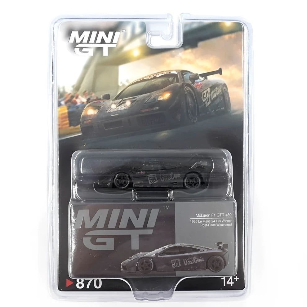 Mini GT McLaren F1 GTR #59 1995 Le Mans 24Hr Winner Post-Race Weathered //870 (BLISTER PAKET)