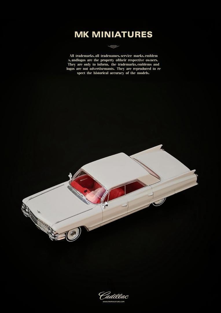 MK Miniatures 1:64 Cadillac DeVille White&White Roof