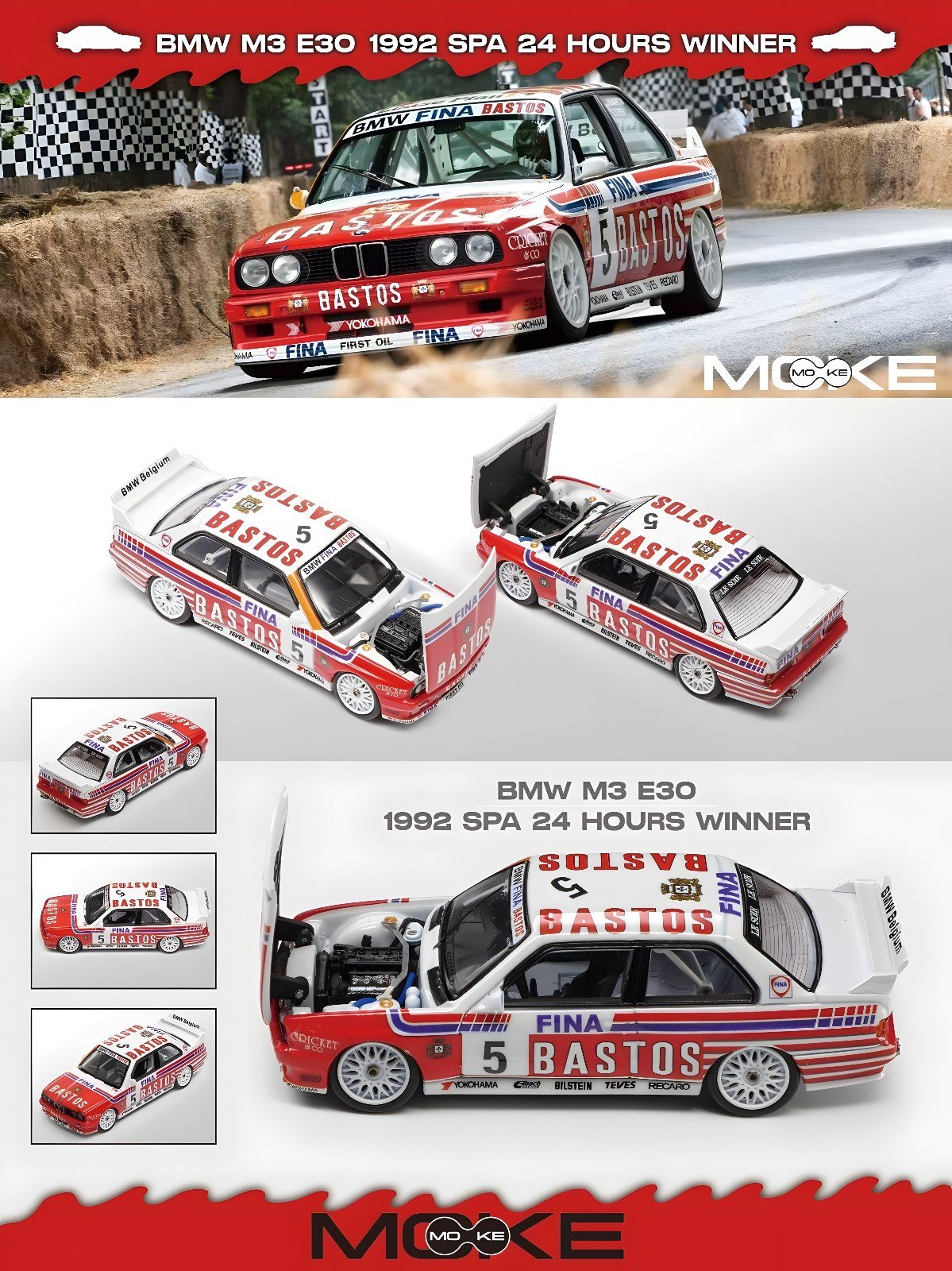 MOKE 1:64 BMW E30 M3 DTM 1992 SPA 24H Winner #5