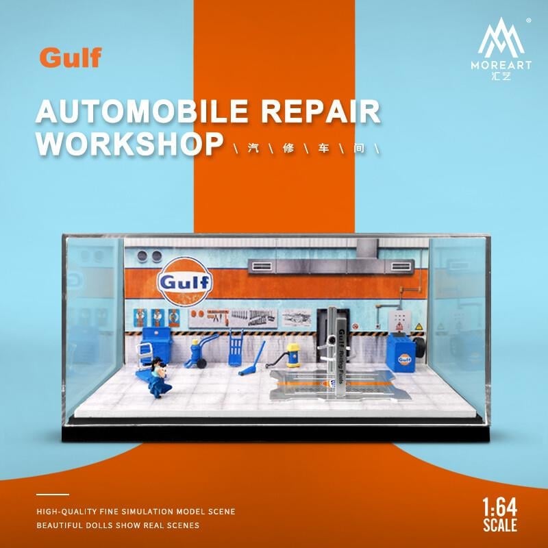 MoreArt 1:64 Diorama Automobile Repair Workshop Garage Gulf 