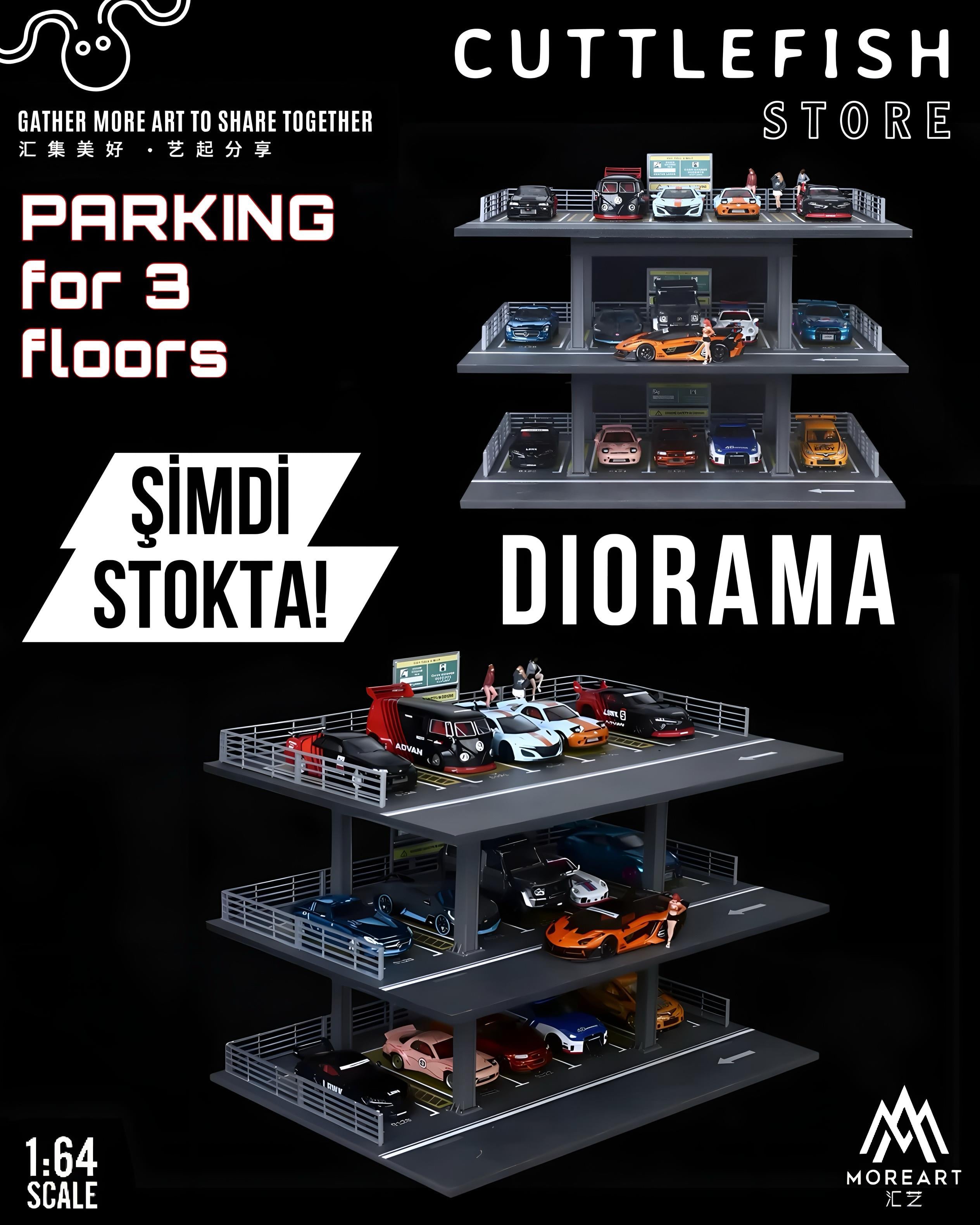 MoreArt 1:64 PARKING FOR 3 FLOORS SCENE MODEL (SECTION B) MO921002