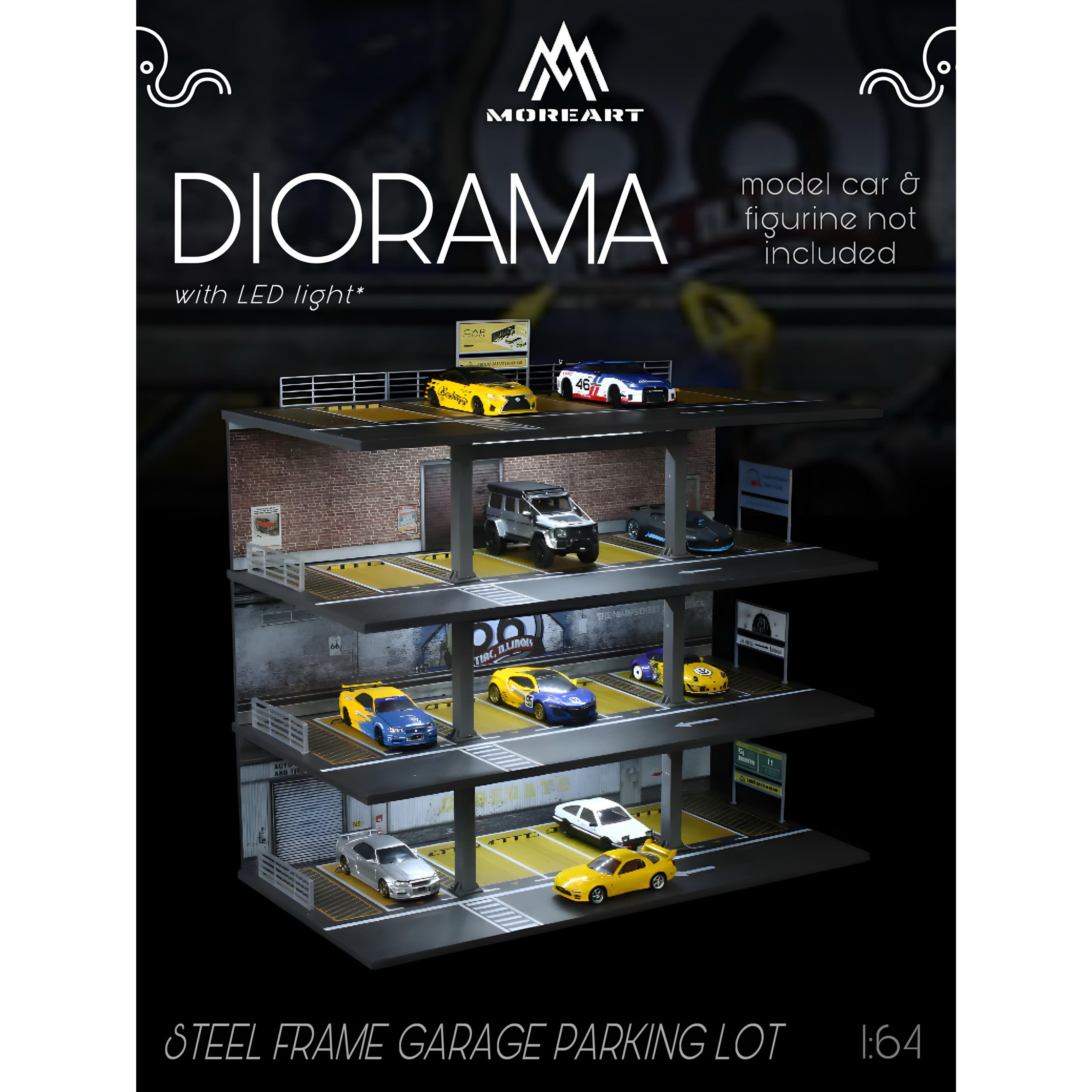 MoreArt 1/64 STEEL FRAME GARAGE PARKING LOT SCENE DIORAMA - American Style MO922002