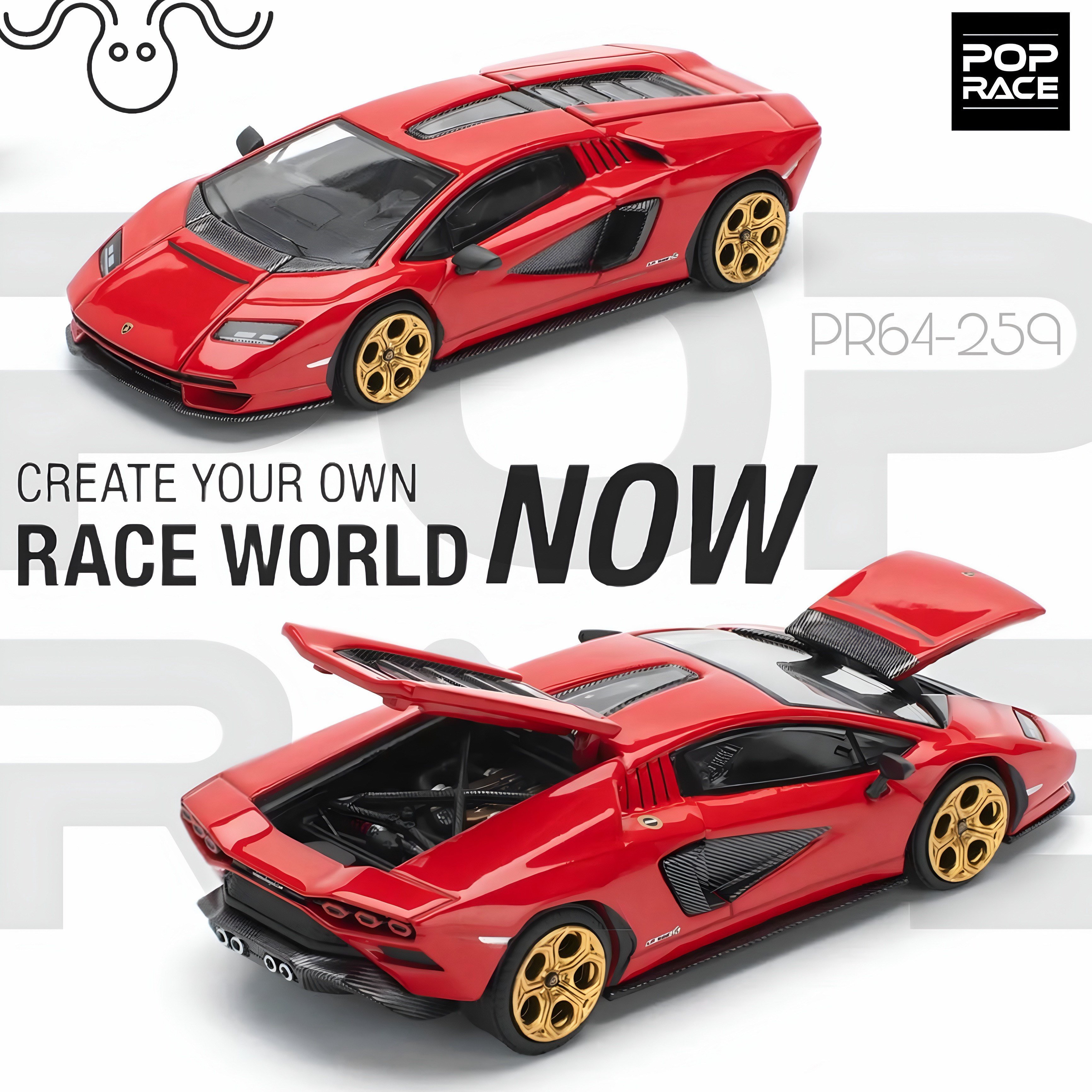 Poprace 1/64 Lamborghini Countach LPI-800 Rosso PR64-259
