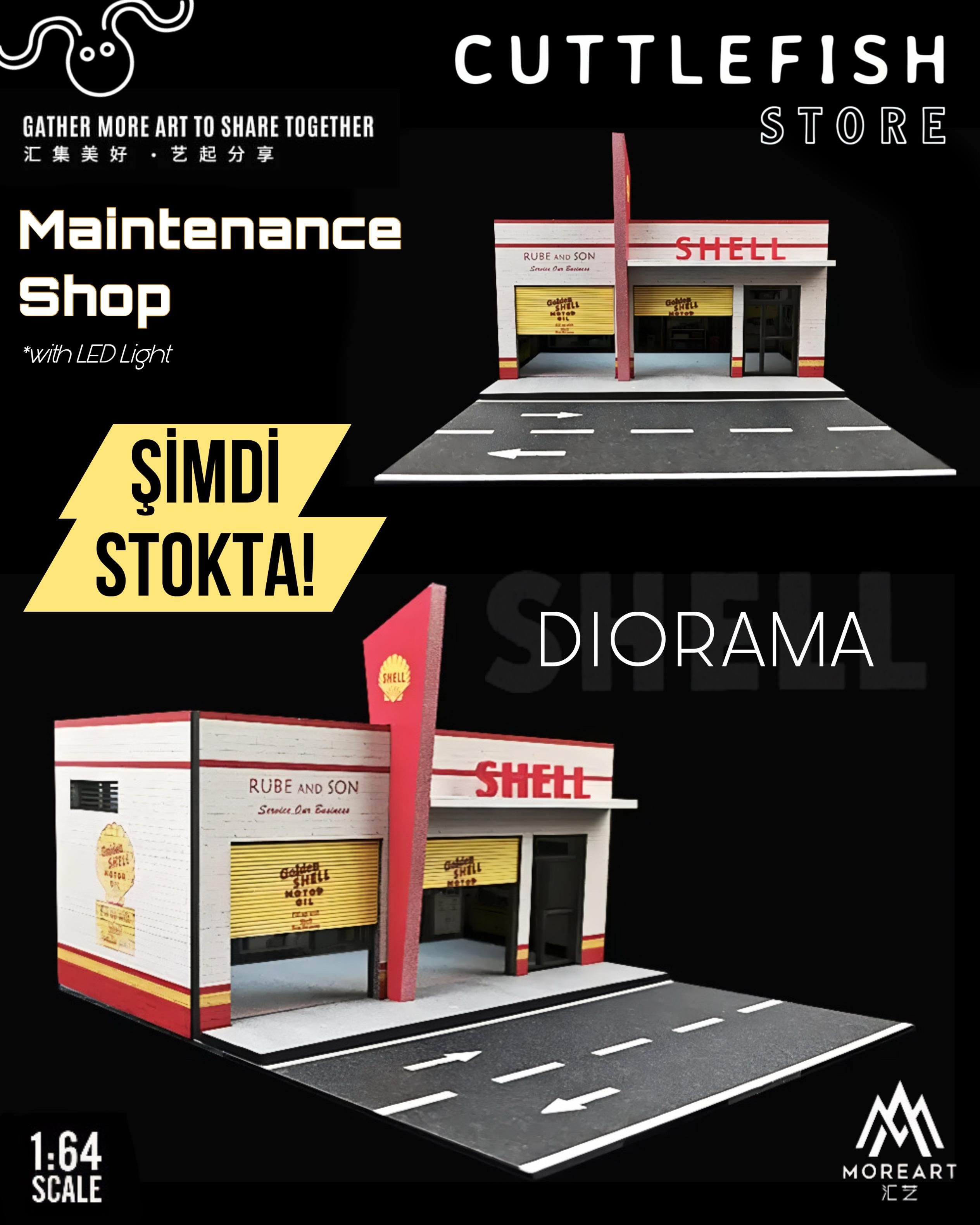 SHELL MoreArt 1:64 Maintenance Shop Lighting Version Integrated Diorama
