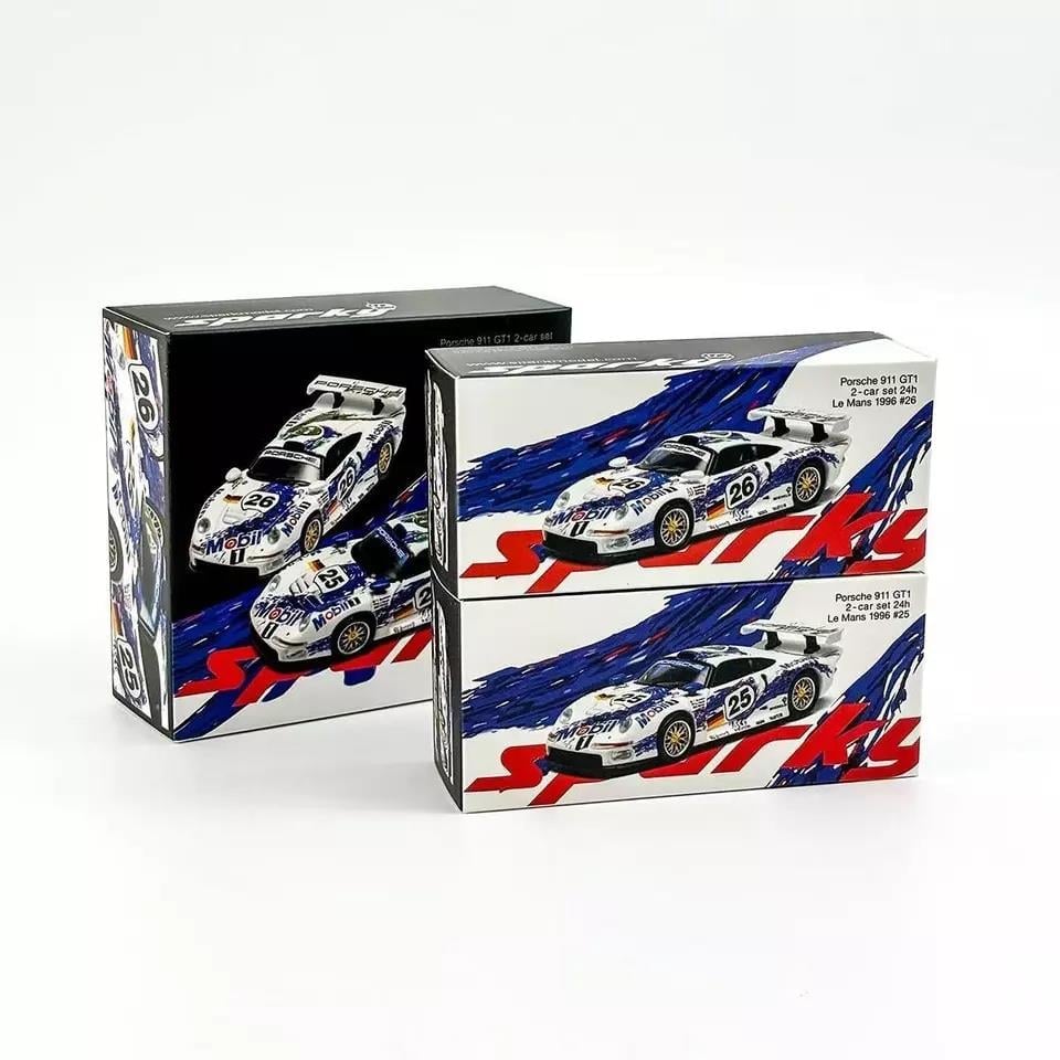 Sparky 1/64 Porsche 911 GT1 2- car set 24h Le Mans 1996 #25 & #26