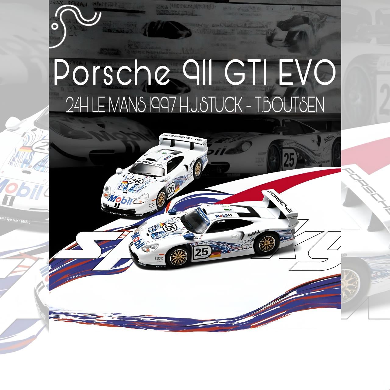 SPARKY x TINY 1/64 Porsche 911 GT1 EVO 24h LE MANS 1997 H.J.STUCK - T.BOUTSEN #25 & #26