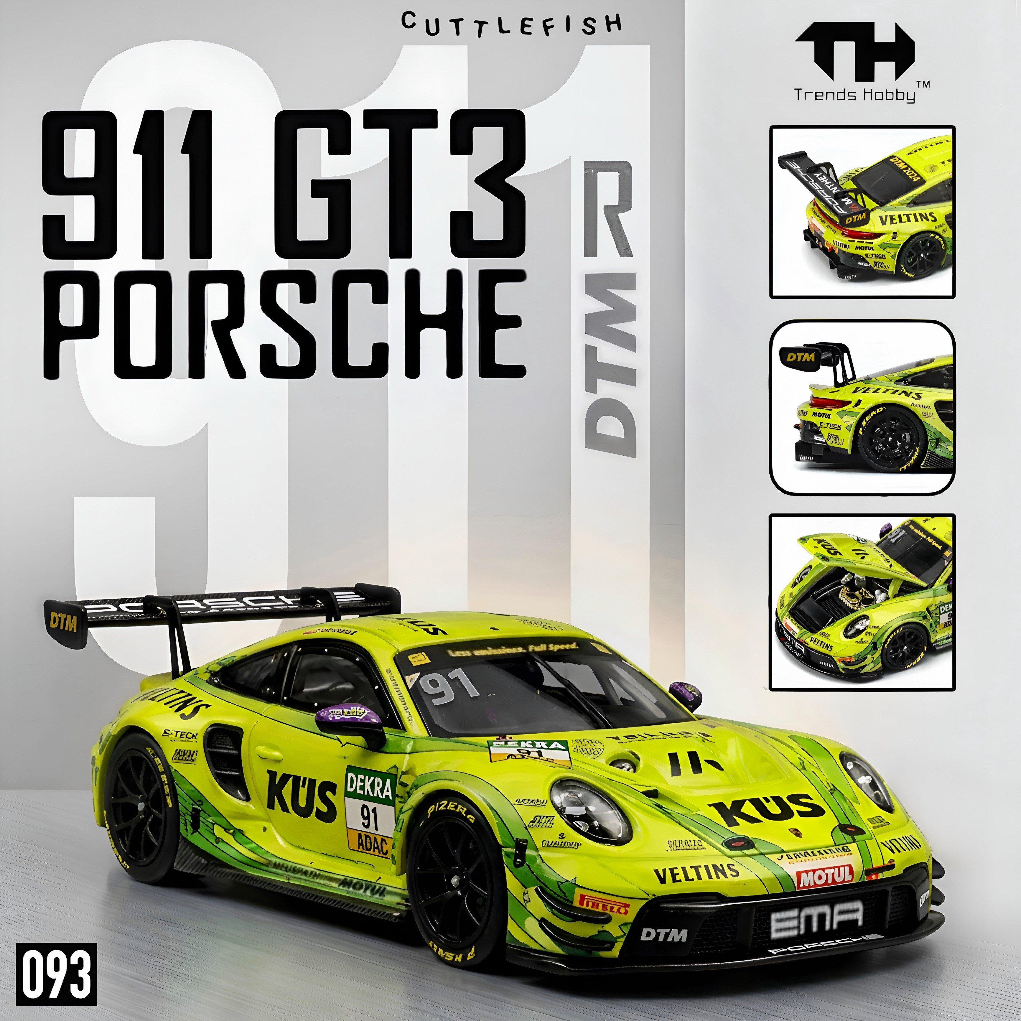 Trends Hobby 1:64 Porsche 911 GT3 R DTM 2024 YELLOW 241084(C)