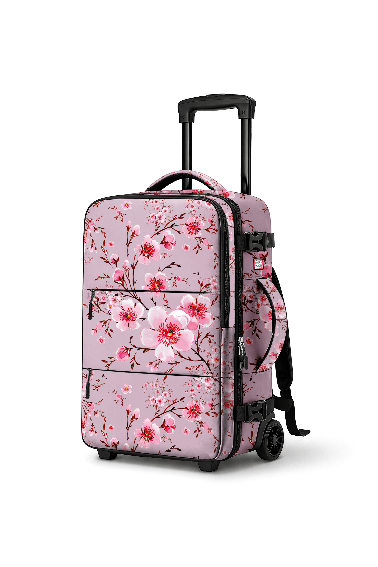 ✈️ WOYS TRAVEL Valize Gerek Bırakmayan Kabin Boy Pembe Çiçek Desenli Seyahat Çantası