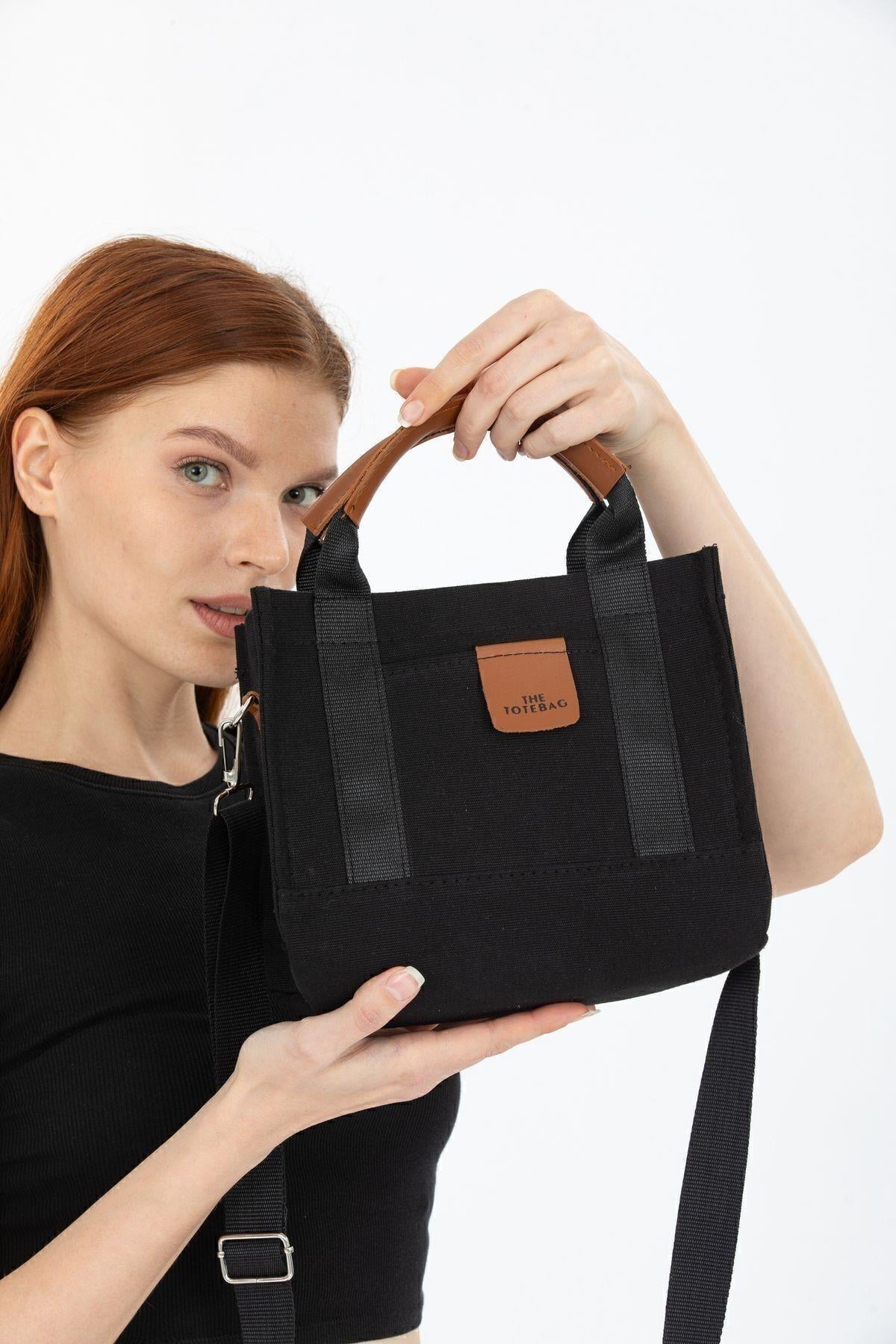Kadın Krem Kanvas Çapraz Askılı Mini The Tote Bag El Omuz Çanta