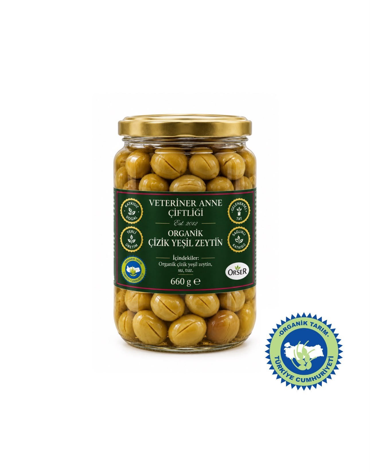 Organik Çizik Yeşil Zeytin 660 ml