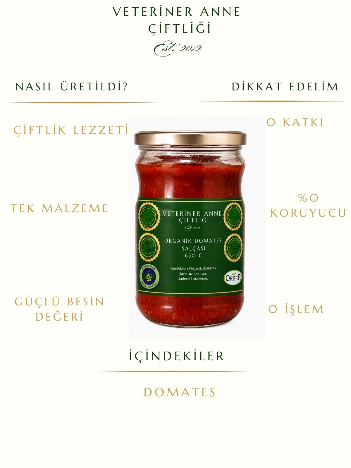 Organik Domates Salçası 650ml