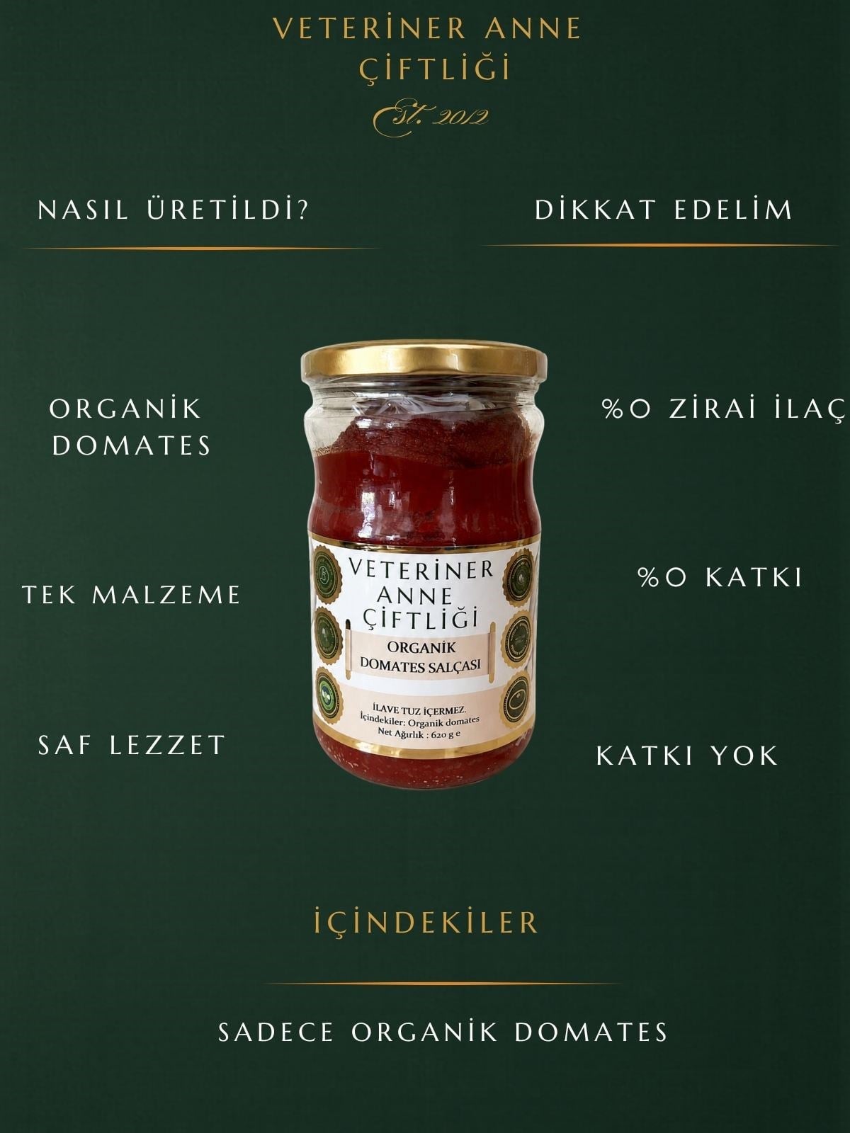 Organik Domates Salçası 650ml