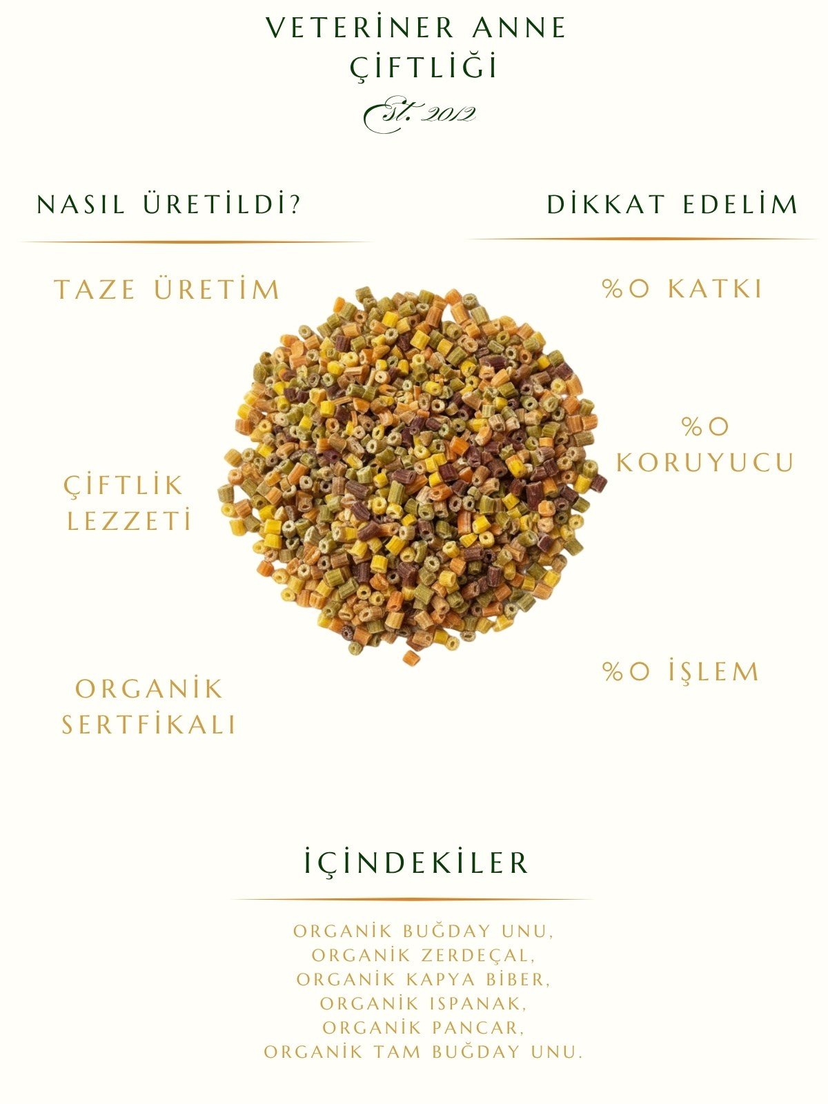 Organik Sebzeli Boncuk Makarna 500 gr