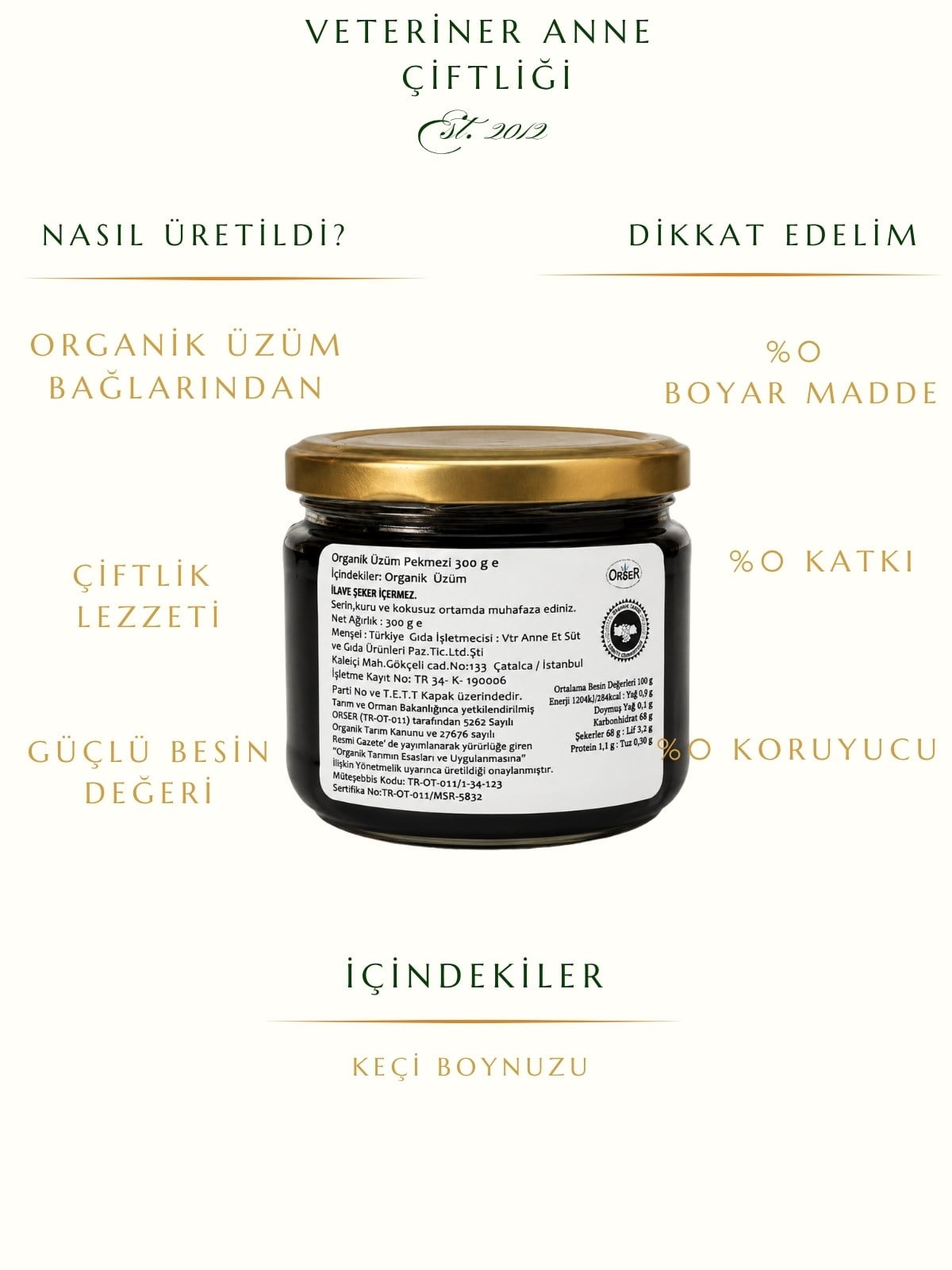 Organik Üzüm Pekmezi 300 gr