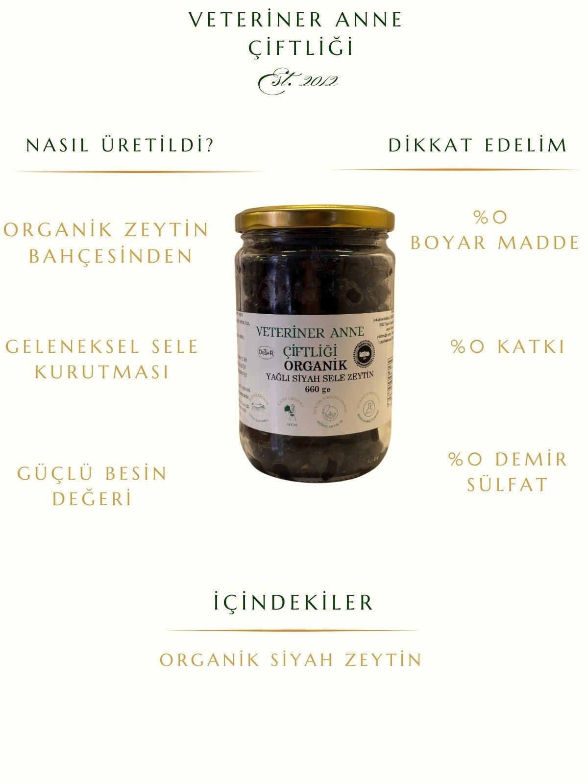 Organik Yağlı Siyah Sele Zeytin 660 GR