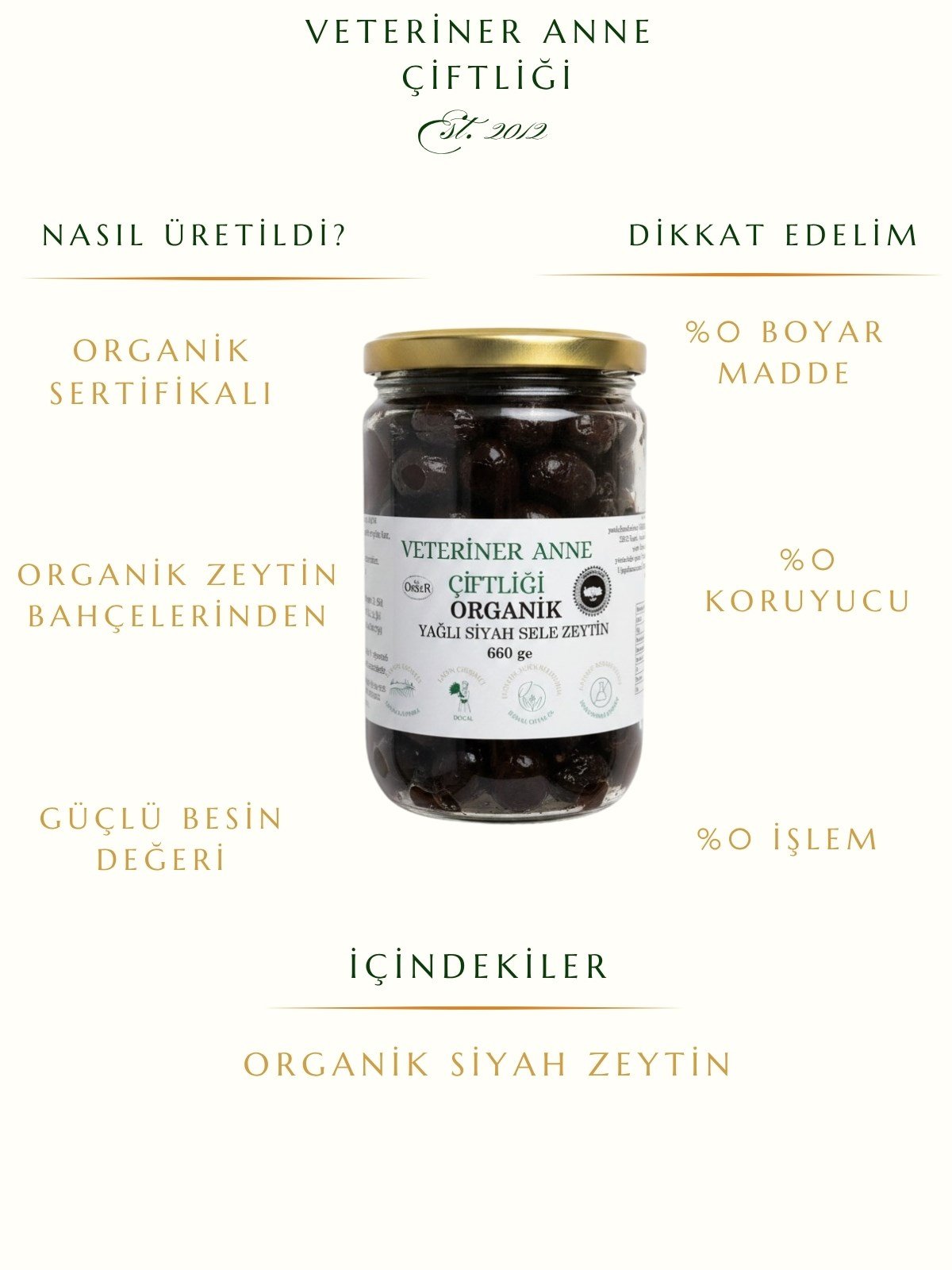 Organik Yağlı Siyah Sele Zeytin 660 GR
