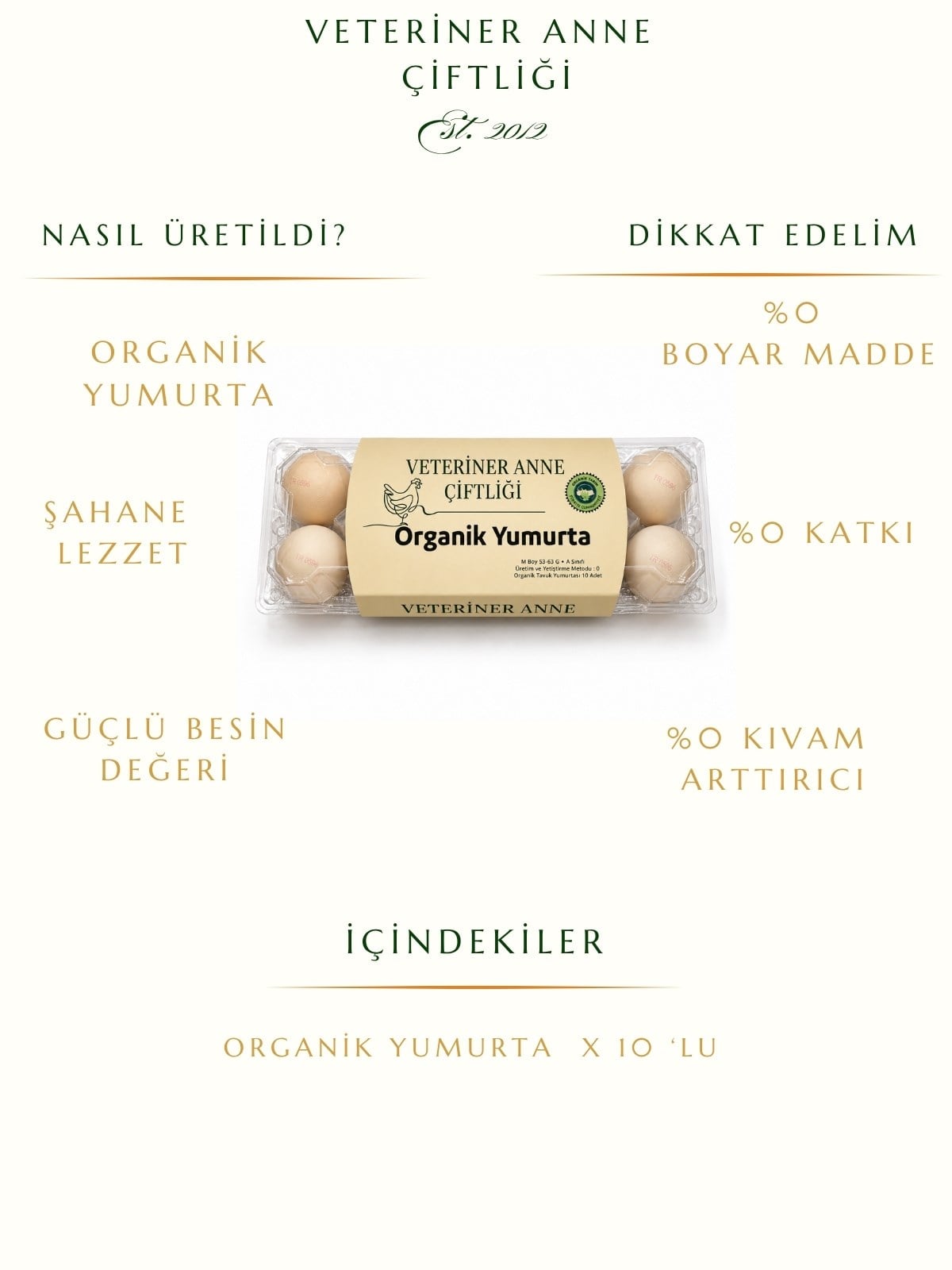 Organik Yumurta  10 Adet - 1Paket