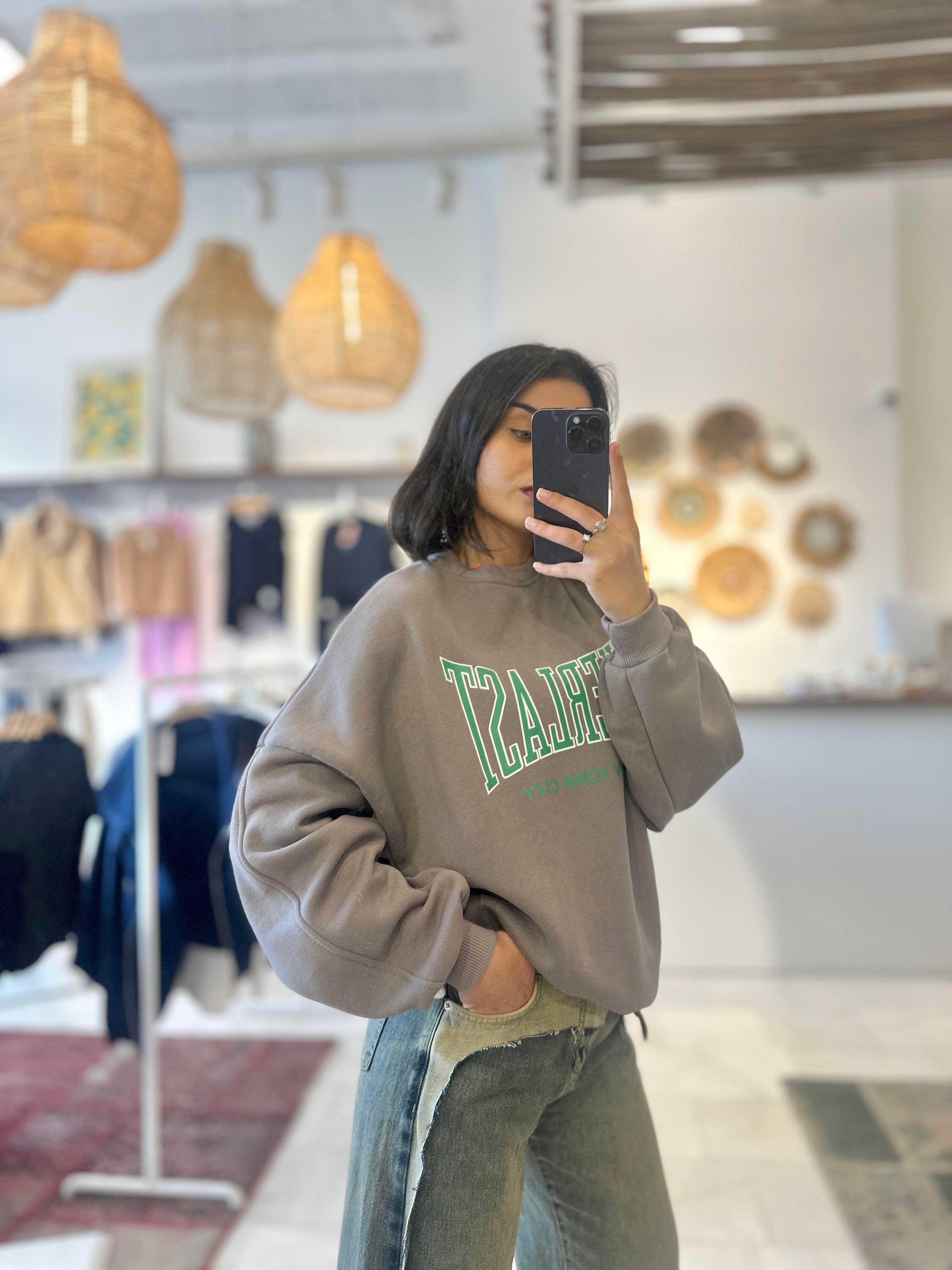 Baskılı Antrasit Sweatshirt