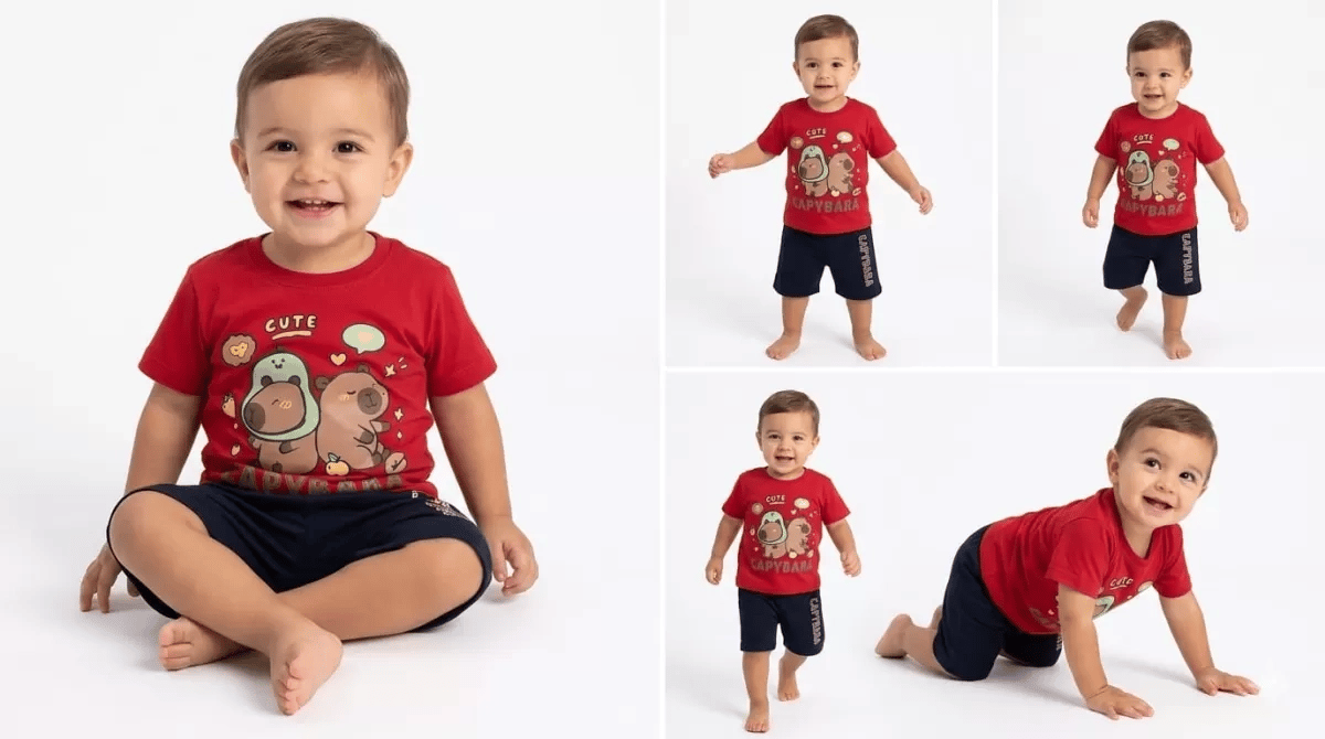 9/24 Ay Capybara Baskılı Şortlu Bebek Takımı