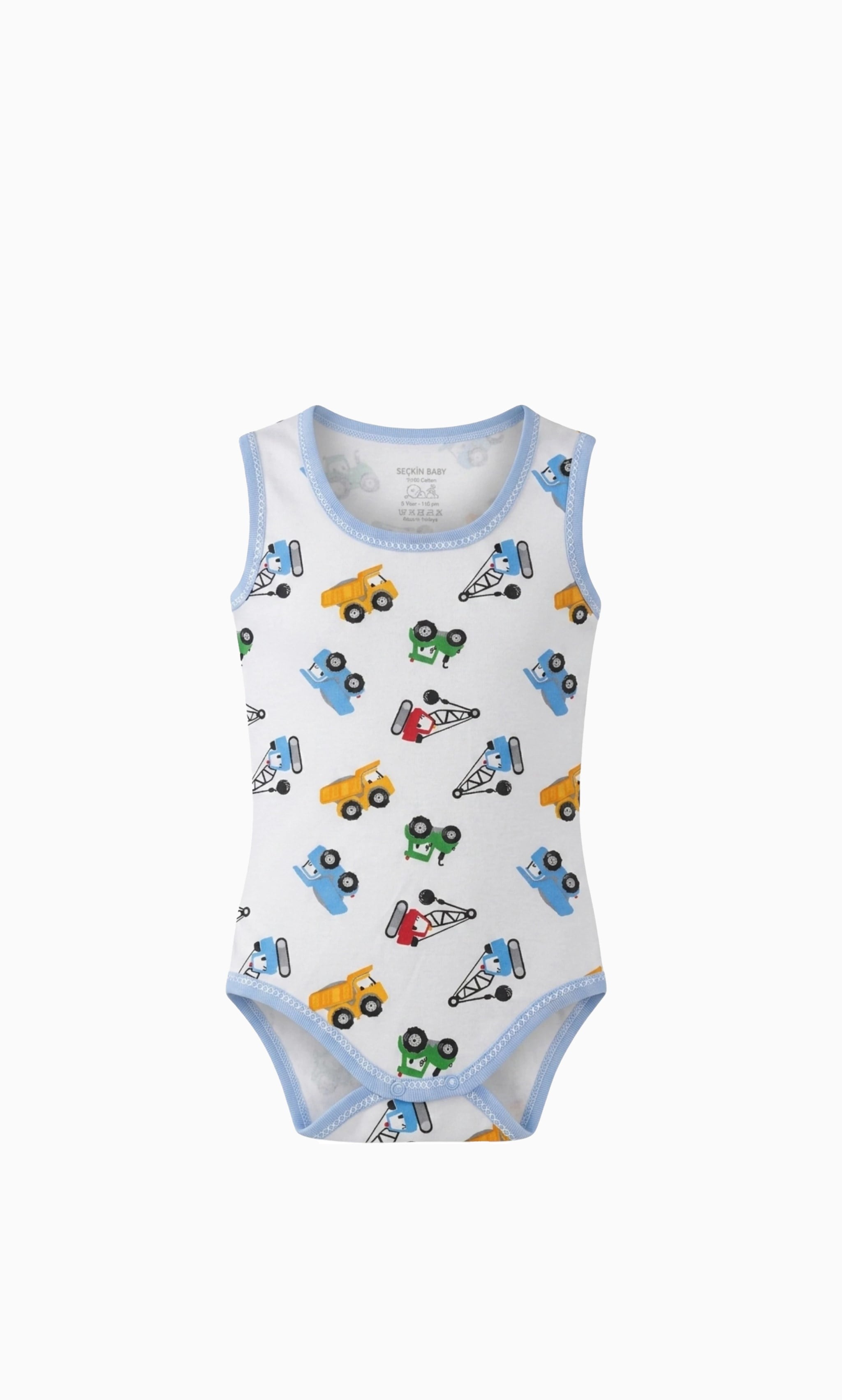 Mavi Traktör Desenli Tek Body (4-5 Yaş)Wizly BabyBebek Body